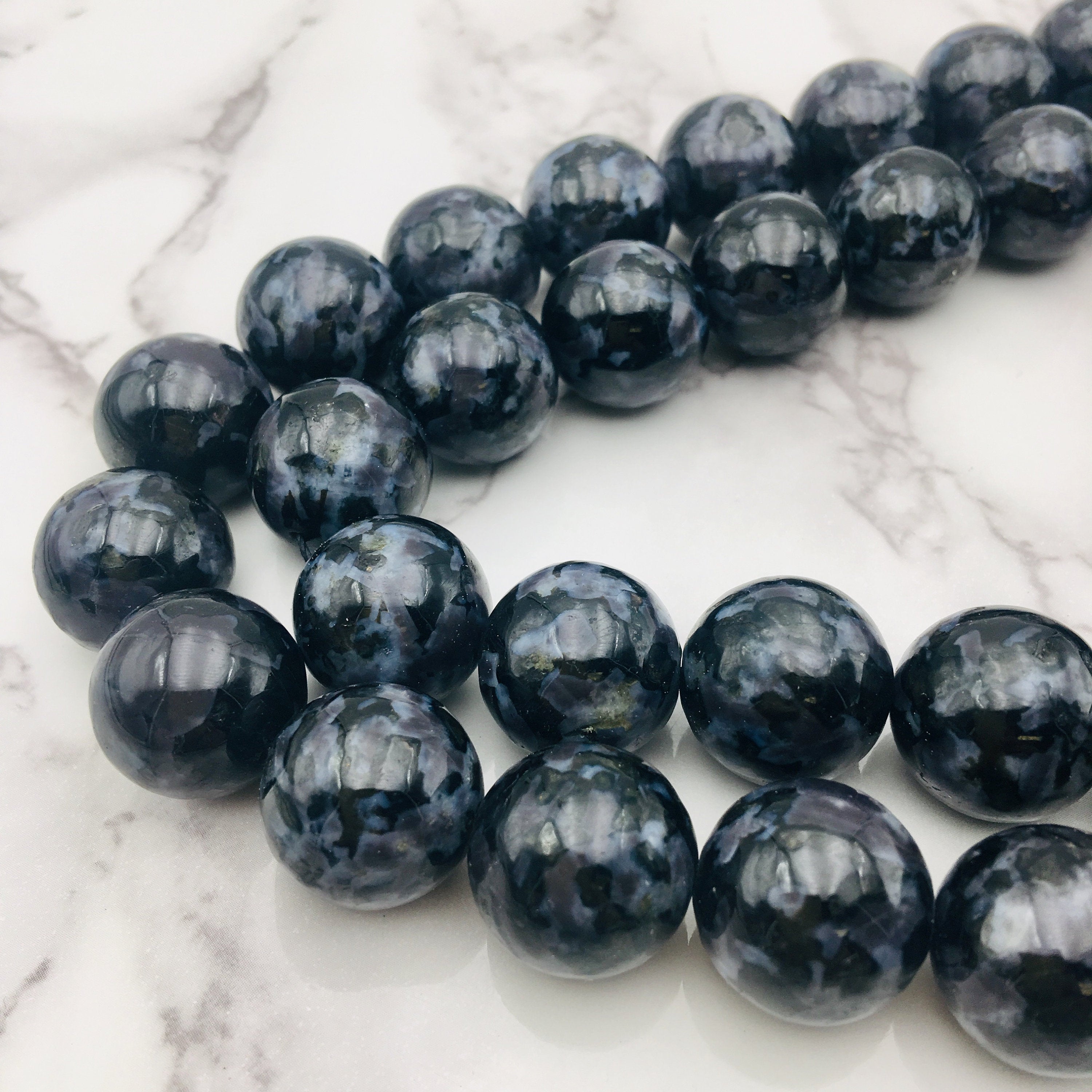 Indigo Gabbro Smooth Round Beads - 6mm to 18mm Gemstone Beads for Jewelry Making (15.5 Inch Strand) - Perfect for Bracelets, Necklaces & DIY Craft Projects