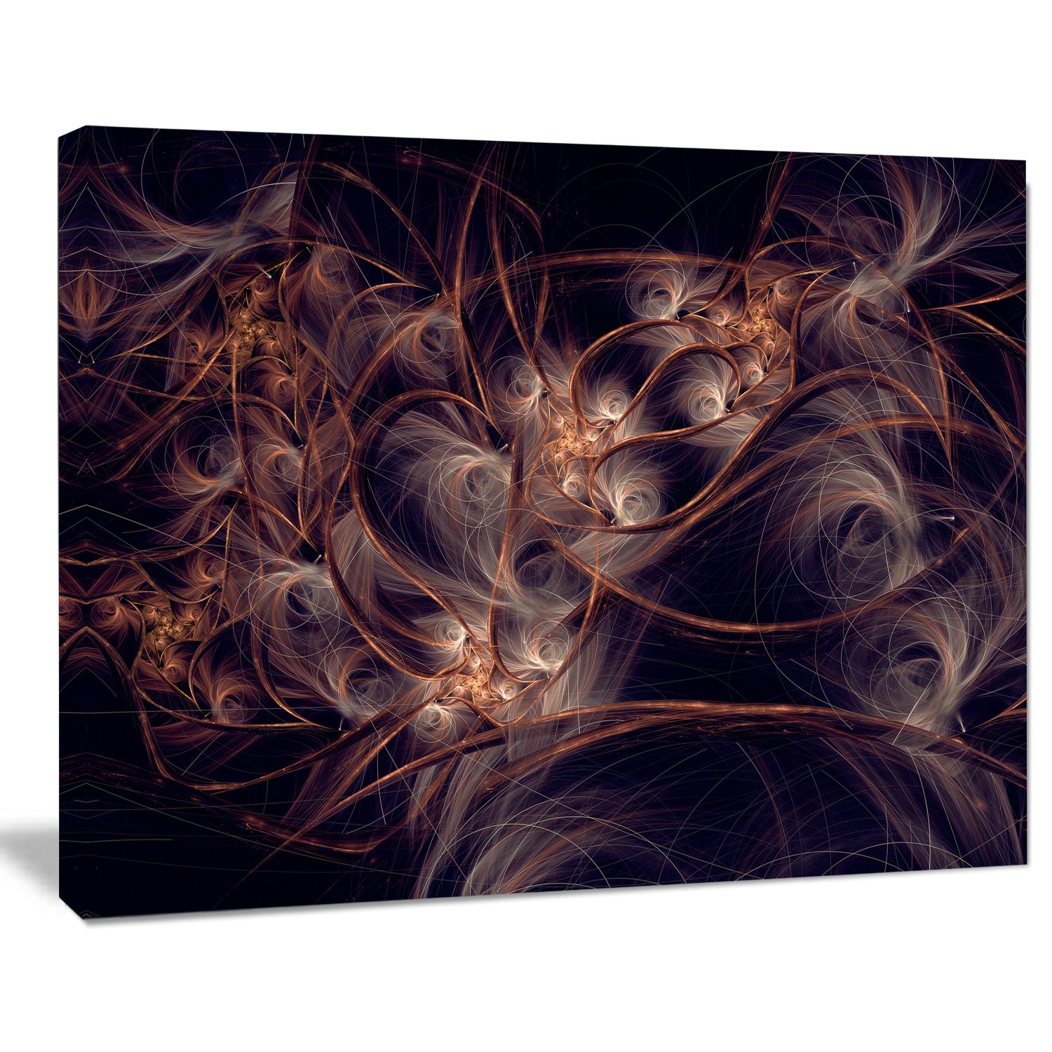 Dark Golden Digital Art Fractal Flower Floral Canvas Print - Modern Abstract Wall Decor for Living Room, Bedroom & Office