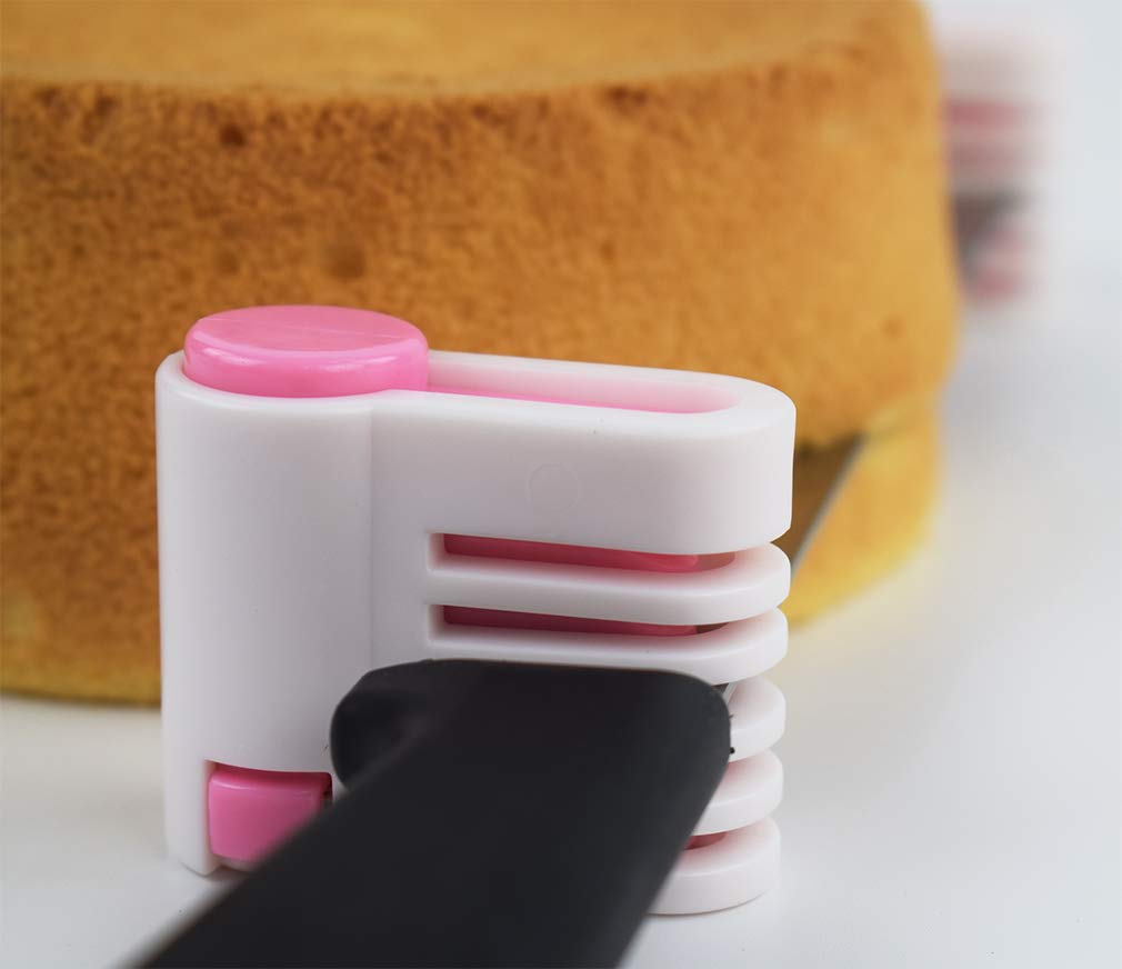 2PCS Pink Cake Leveler Slicer Tool - 5 Layer Cake Divider, Bread & Toast Cutter for Perfect Even Slices - Essential Baking Supplies for Home Bakers & Cake Decorating (Kitchen Baking Accessories)