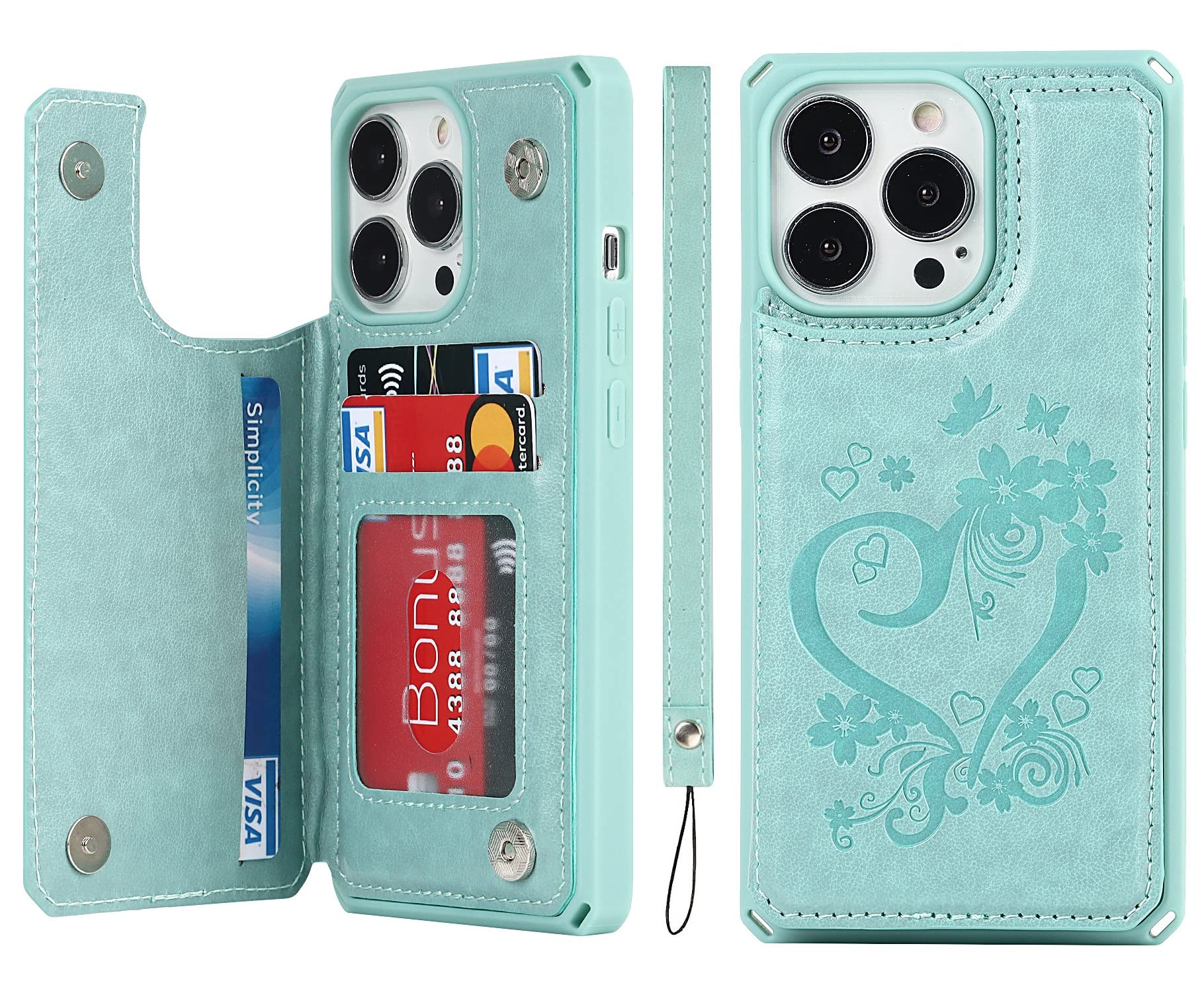 Premium RFID Blocking PU Leather Wallet Case for iPhone 13 Pro (6.1