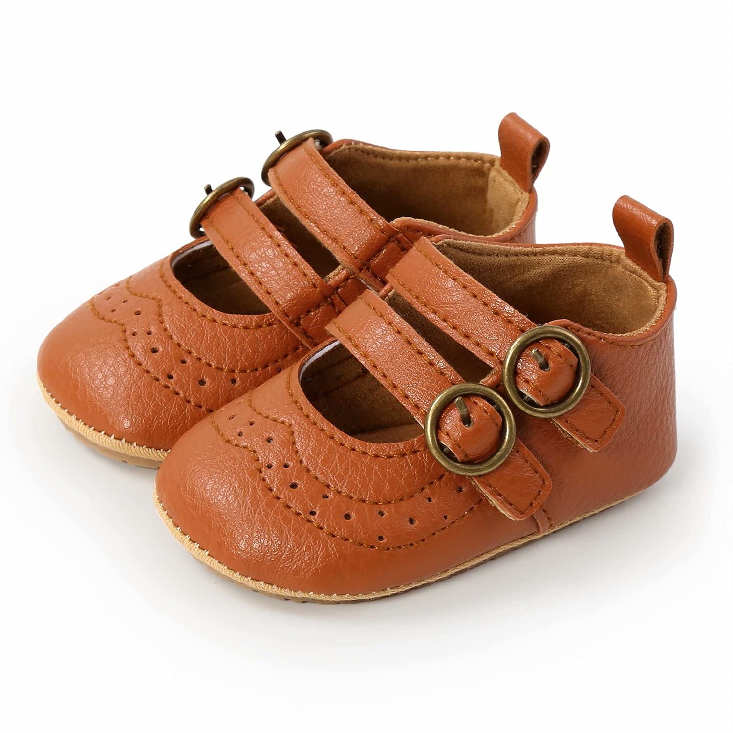 Non-Slip Baby Girls Mary Jane Flats - Soft Rubber Sole First Walkers Shoes for Toddlers | Princess Dress Shoes for Special Occasions & Everyday Wear