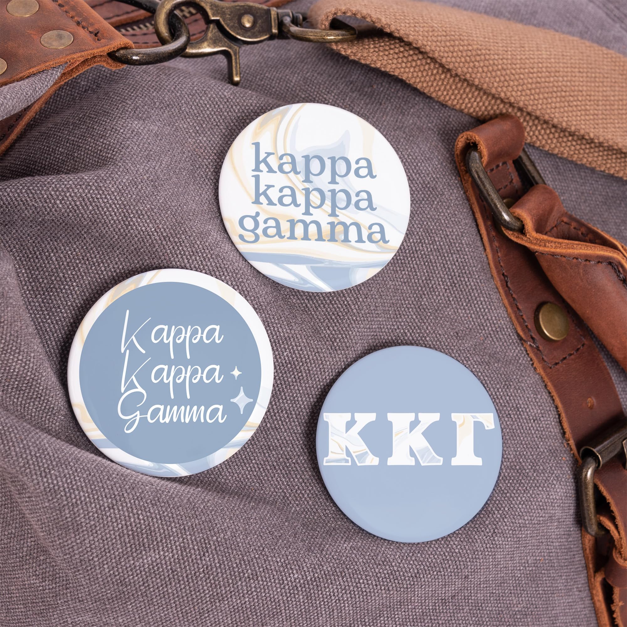 Kappa Kappa Gamma Sorority Pin Set - 3 Piece Desert Cactus & Marble Design Badge Collection (2.25 inch) | KKG Greek Life Accessories for Backpacks, Jackets & Sorority Events