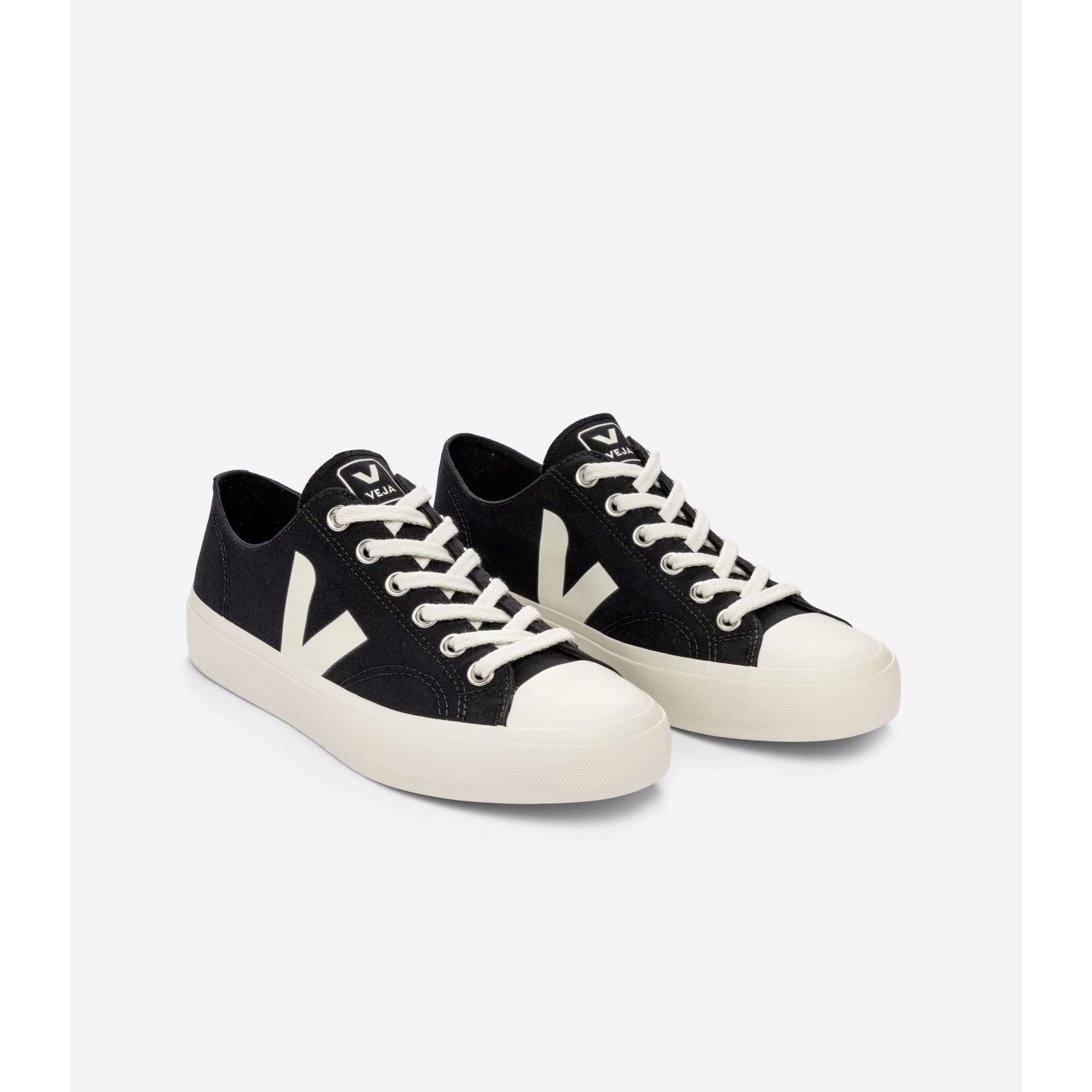 Veja Women's Wata II Low Canvas Sneakers in Black Pierre - Eco-Friendly Vegan Shoes for Casual Wear & Sustainable Fashion