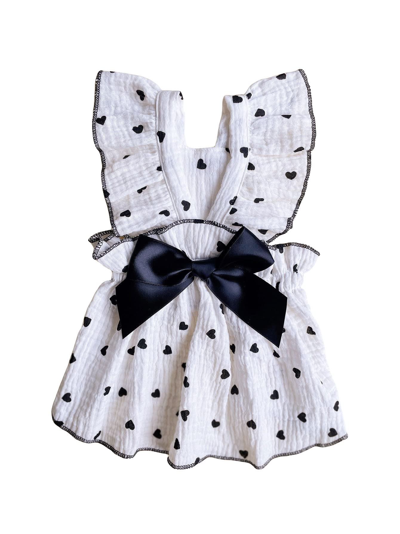 Cute Heart Print Dog Dress with Bow - Puppy Tutu Skirt for Chihuahua, Teddy & Pomeranian - Birthday & Holiday Pet Costume for Small, Medium & Large Dogs (Black, Medium) - Perfect for Parties, Photo Shoots & Special Occasions