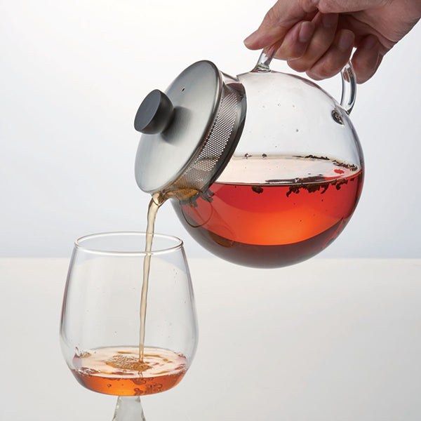 Hario Leaf Jumping Tea Pot - Japanese Glass Teapot with Stainless Steel Infuser for Loose Leaf Tea | Perfect for Green Tea, Herbal Tea & Iced Tea Brewing at Home or Office
