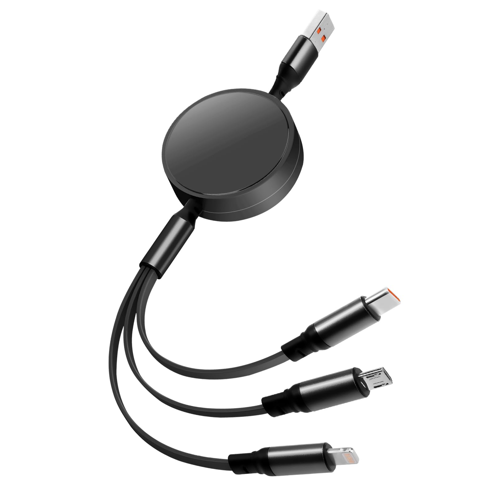 6-in-1 Multi USB Charger Cable - 6A Fast Charging Cord with Micro USB & Type C Ports - Retractable 3-in-1 Design (1.2M) - Compatible with Android, Galaxy, Huawei, Nexus, LG, Sony Phones - Perfect for Home, Office & Travel Charging (Black)