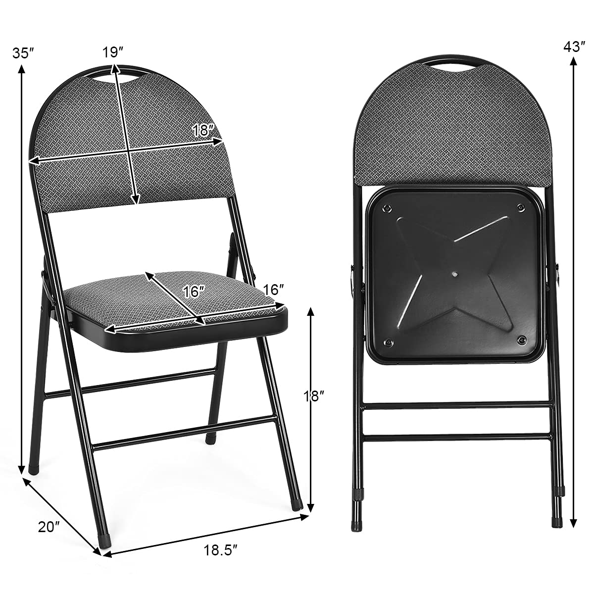 ARLIME 6-Pack Folding Chairs with Padded Seats - Sturdy Steel Frame, Comfortable Upholstered Cushion, Convenient Handle Hole - Perfect for Home, Office, Wedding, Church, School & Outdoor Events (Grey) - Ideal for Parties, Gatherings & Temporary Seating Solutions