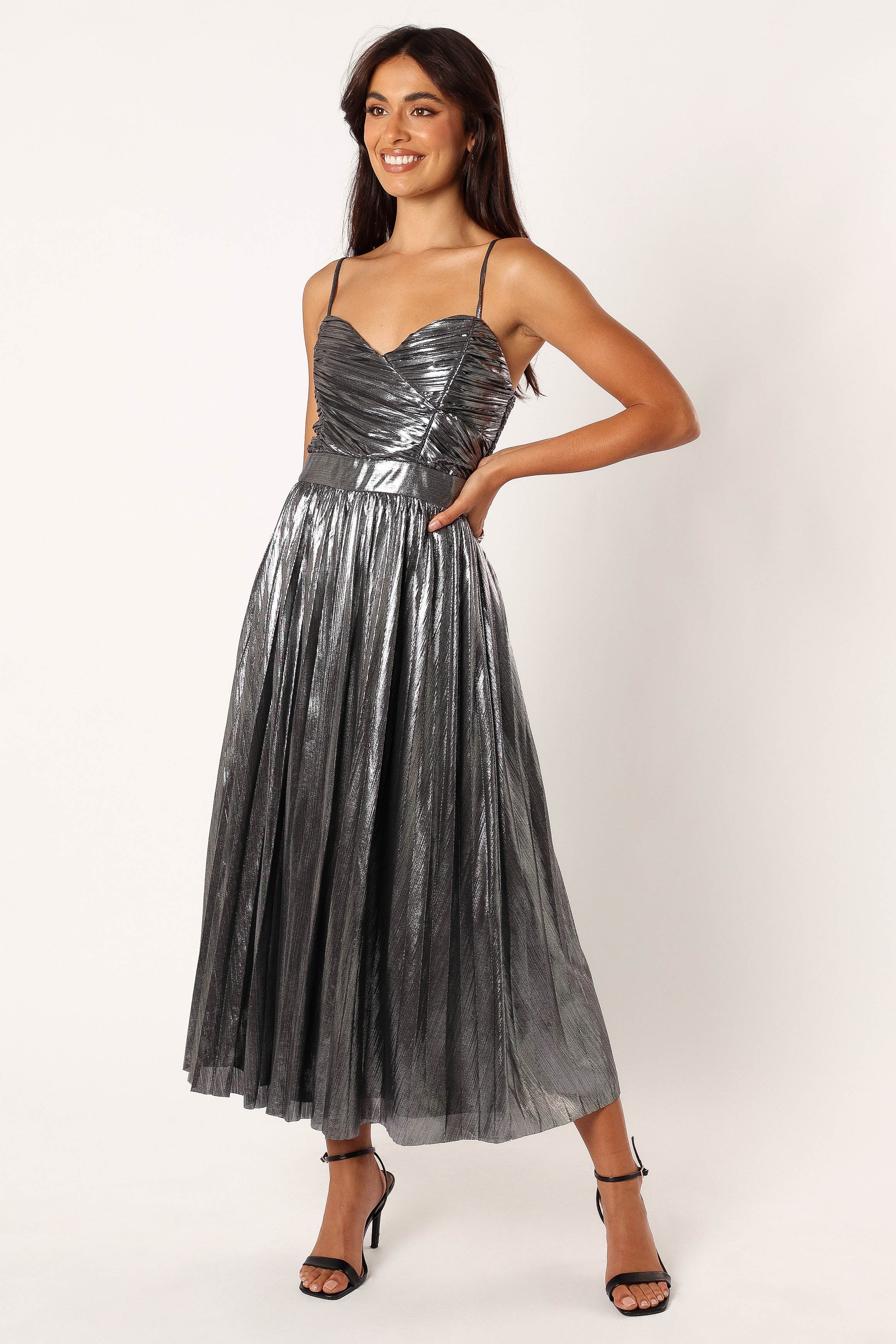 Gaia Maxi Dress in Silver - Elegant Long Flowy Summer Dress for Women | Perfect for Beach, Vacation, and Casual Outings