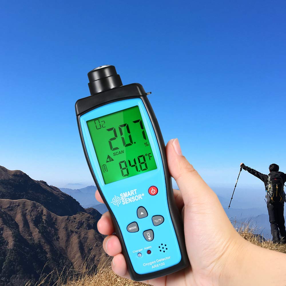 Konnon Portable Oxygen Meter - Handheld O2 Analyzer with Temperature Sensor | Air Quality Monitor for Home, Travel & Outdoor Activities | Accurate Oxygen Level Detector for Health & Safety