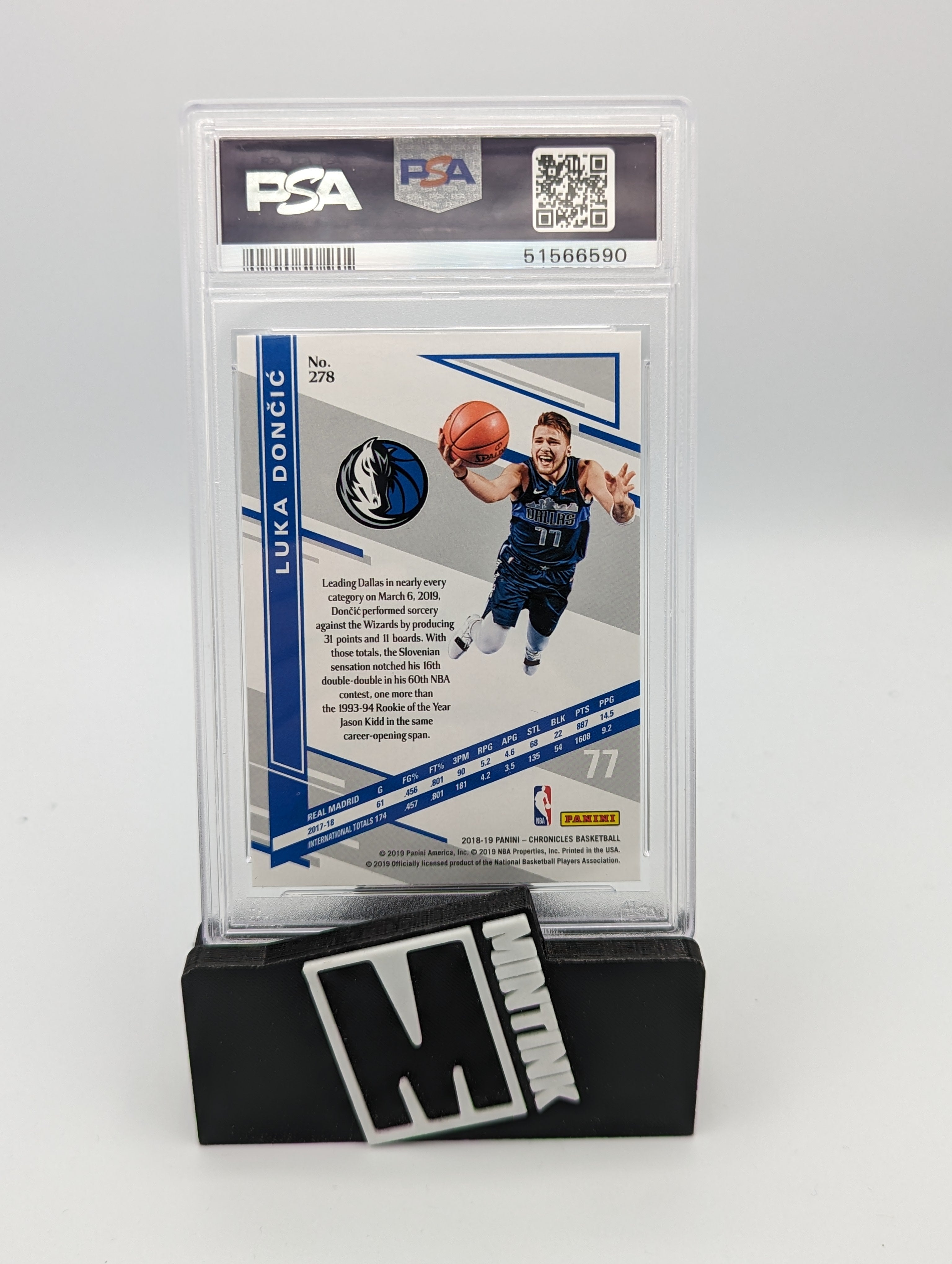 2018 Panini Chronicles Basketball PSA 10 Luka Doncic Rookie Elite #278 Card - Rare Collectible for Basketball Fans & Investors - Perfect for Display, Trading, and Sports Memorabilia Collections