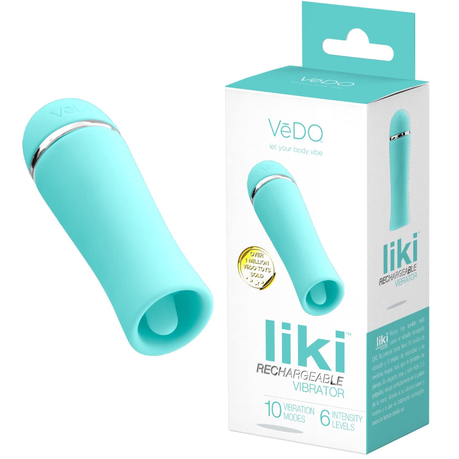 VeDO LIKI Rechargeable Clitoral Vibrator - Waterproof G Spot Stimulator for Women, Tease Me Turquoise - Perfect for Solo Play & Couples Intimacy