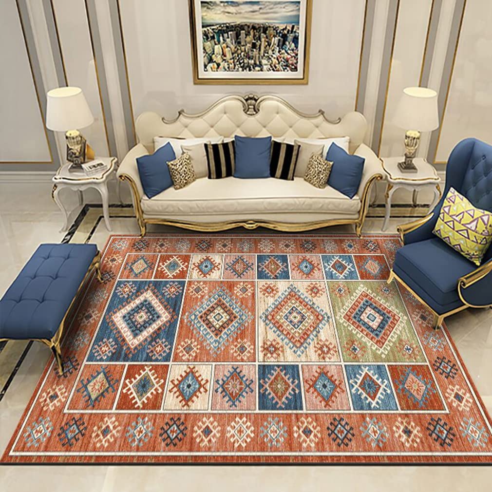 Ultra Soft Cozy Lamb Velvet Persian Area Rug - Luxury Indoor/Outdoor Carpet for Living Room, Bedroom, Bathroom - Bohemian Distressed Runner - 6.5' x 8.2' Home Decor - Perfect for Cozy Spaces, Guest Rooms & High-Traffic Areas
