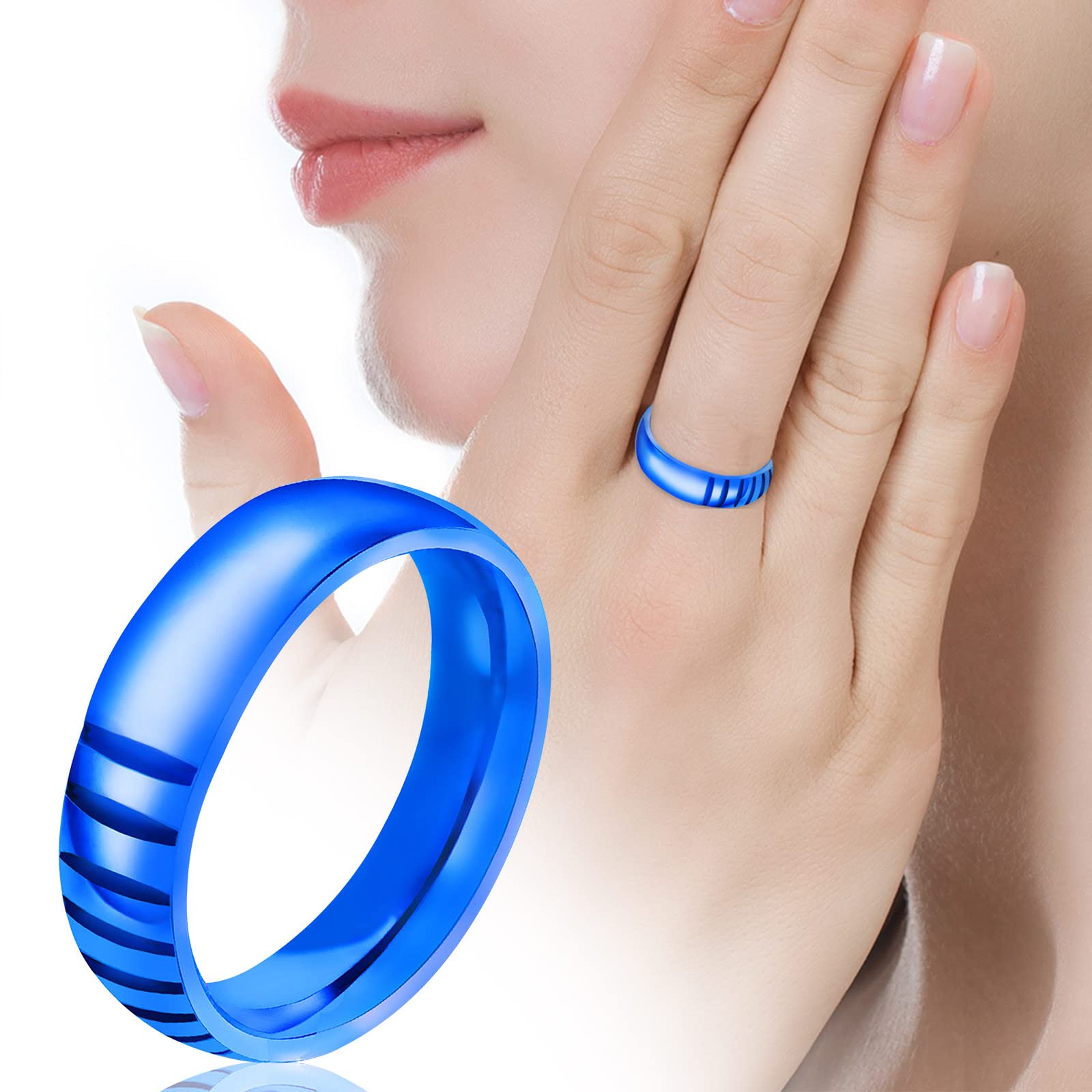 Titanium Steel Blue Couple Rings for Women & Men - Wedding Engagement Promise Band, Anniversary Proposal Gift for Her & Him - Perfect for Valentine's Day, Bridal Party & Romantic Occasions