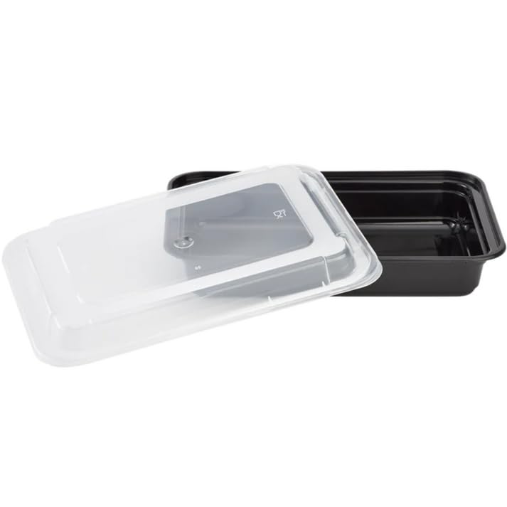 28oz Disposable Black Meal Prep Containers with Clear Dome Lids - 10 Pack Leak Proof Reusable Plastic Bento Boxes for Salad, Fruits, Lunch & Food Storage - Perfect for Meal Prepping, Office Lunch, Picnics & Takeout