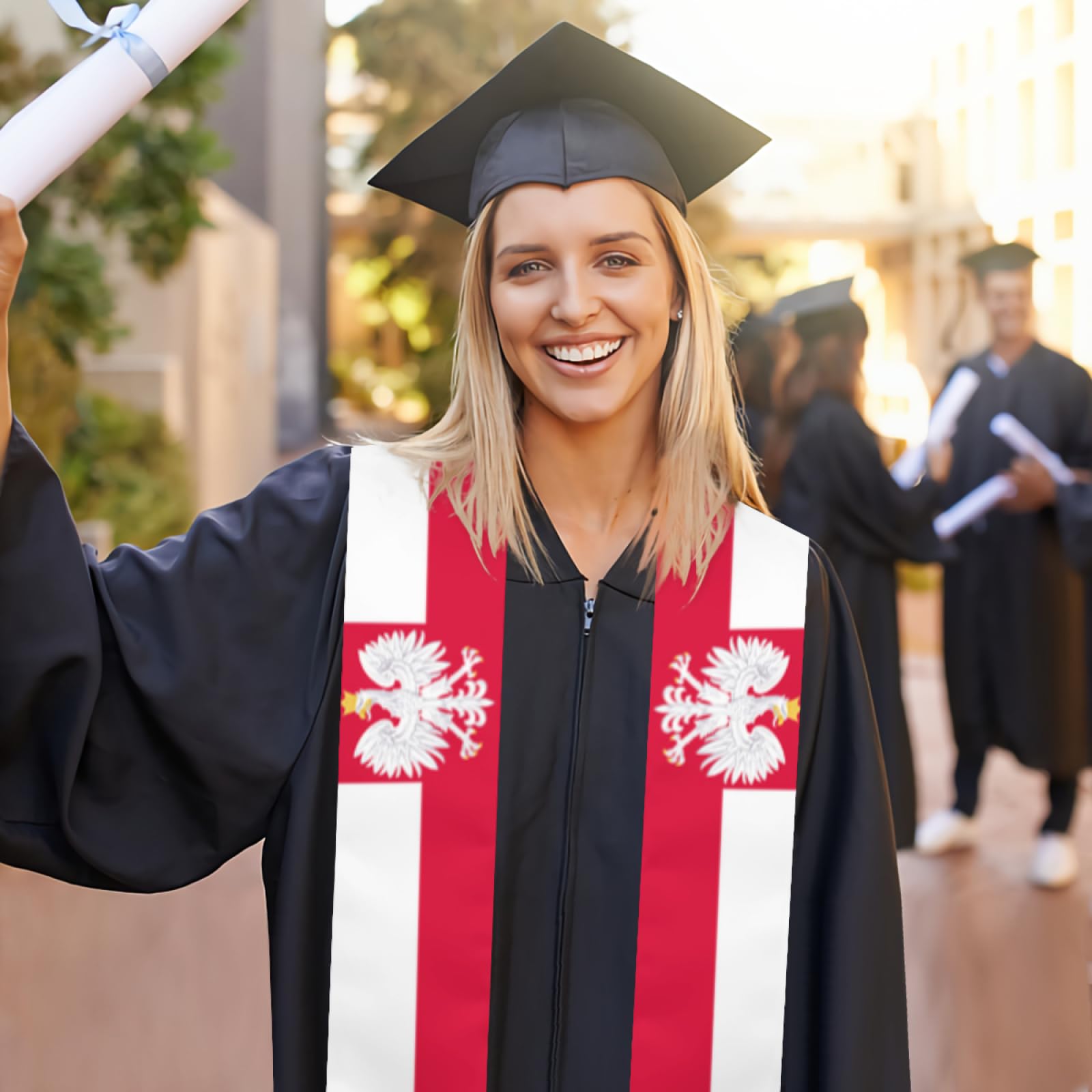 2024 Graduation Stole - 72 Inch International Student Graduation Sash & Shawl for Study Abroad - Perfect for Commencement Ceremonies, Photo Shoots & Alumni Events