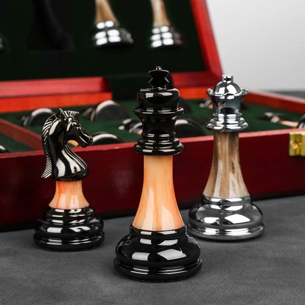 Premium Folding Wooden Chess Set for Adults & Kids - Handcrafted International Chess Board with Classic Metal Pieces - Perfect for Travel, Gifts, and Family Game Nights