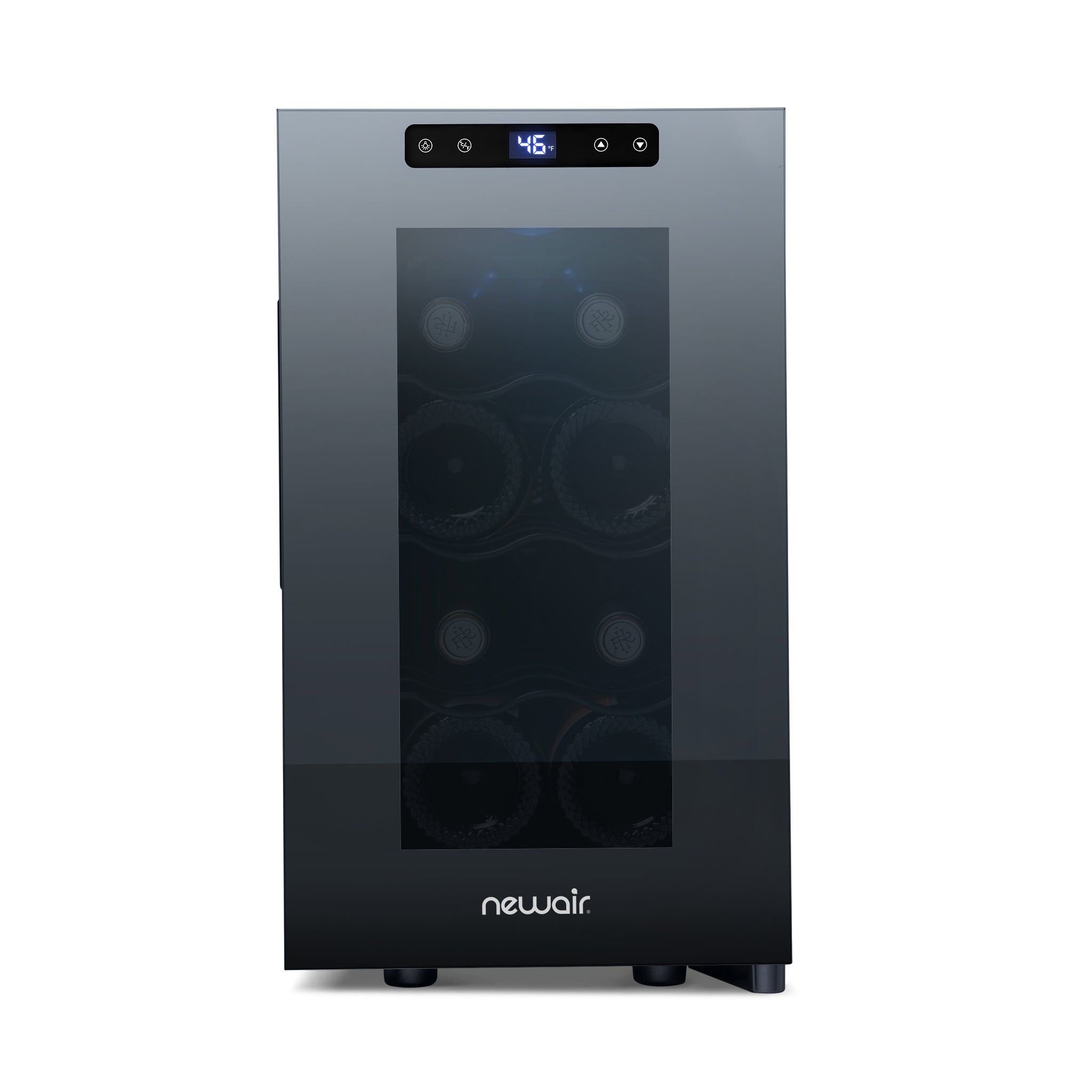Newair® 8 Bottle 10.2 Inch Black Freestanding Countertop Wine Cooler Refrigerator - Perfect for Kitchen, Bar, Dining Room & Wine Cellar Storage