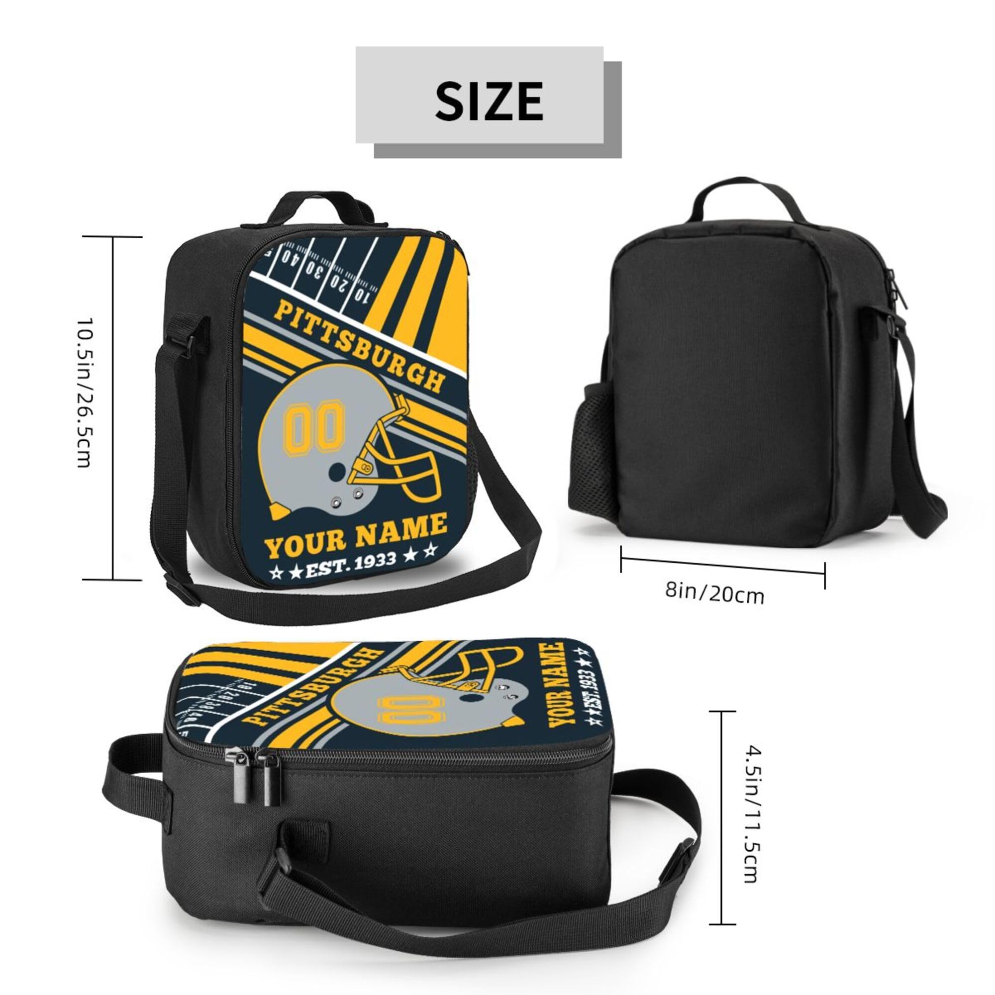 Personalized Football Lunch Box - Custom Insulated Lunch Tote Bag for Football Fans | Great Gift for Office, Work, Picnic, Beach & Game Day Tailgating