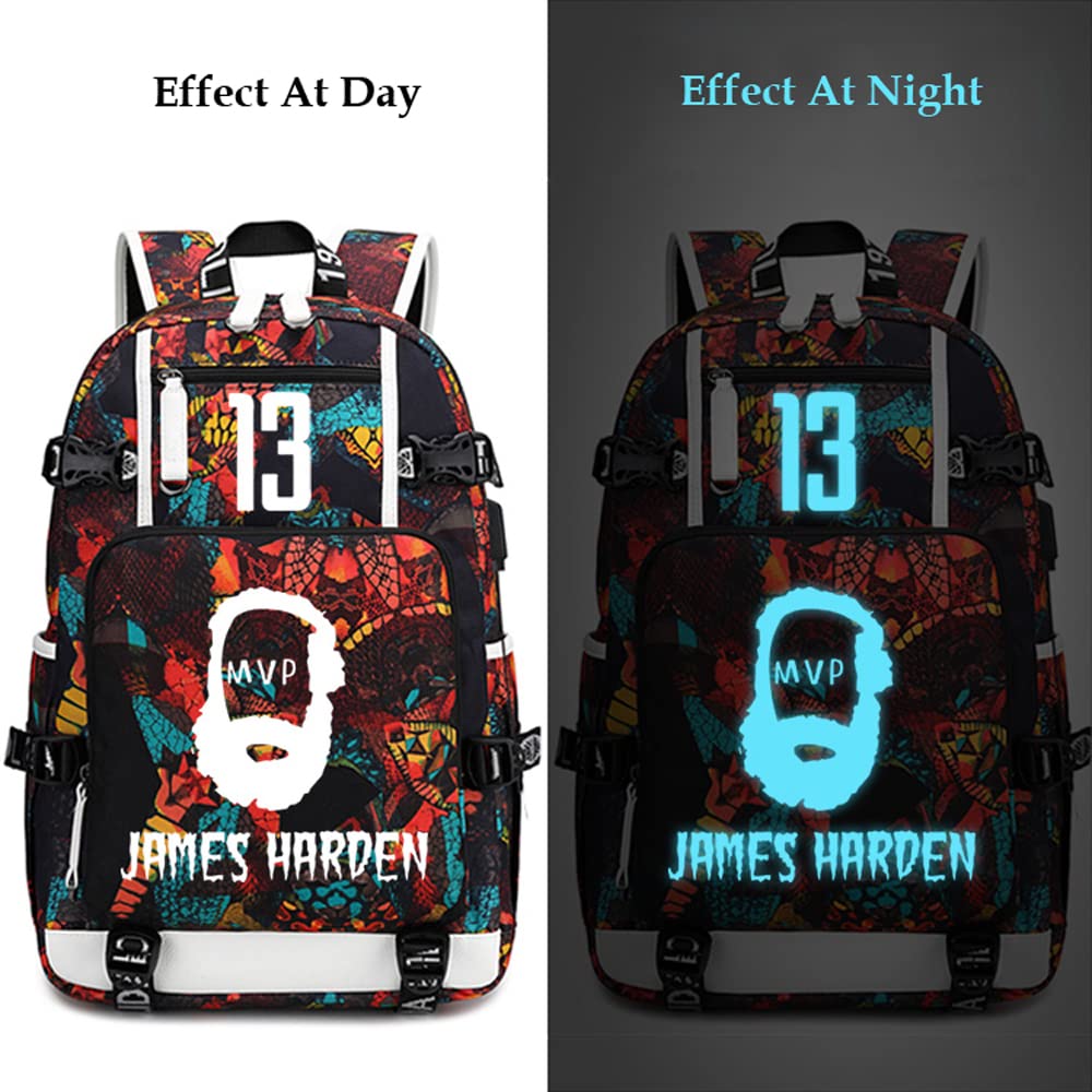 **James Harden Glow in The Dark Basketball Backpack - Lightweight Travel Daypack for Men & Women, Perfect for Gym, School & Outdoor Adventures (Style 1)**