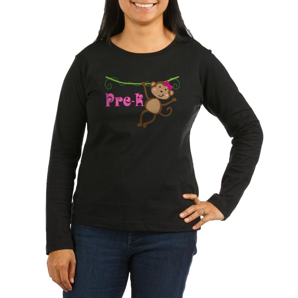 Cute Pre K Monkey Gift - Women's Long Sleeve T-Shirt for Teachers & Moms | Fun Preschool Apparel for School, Playdates & Family Outings