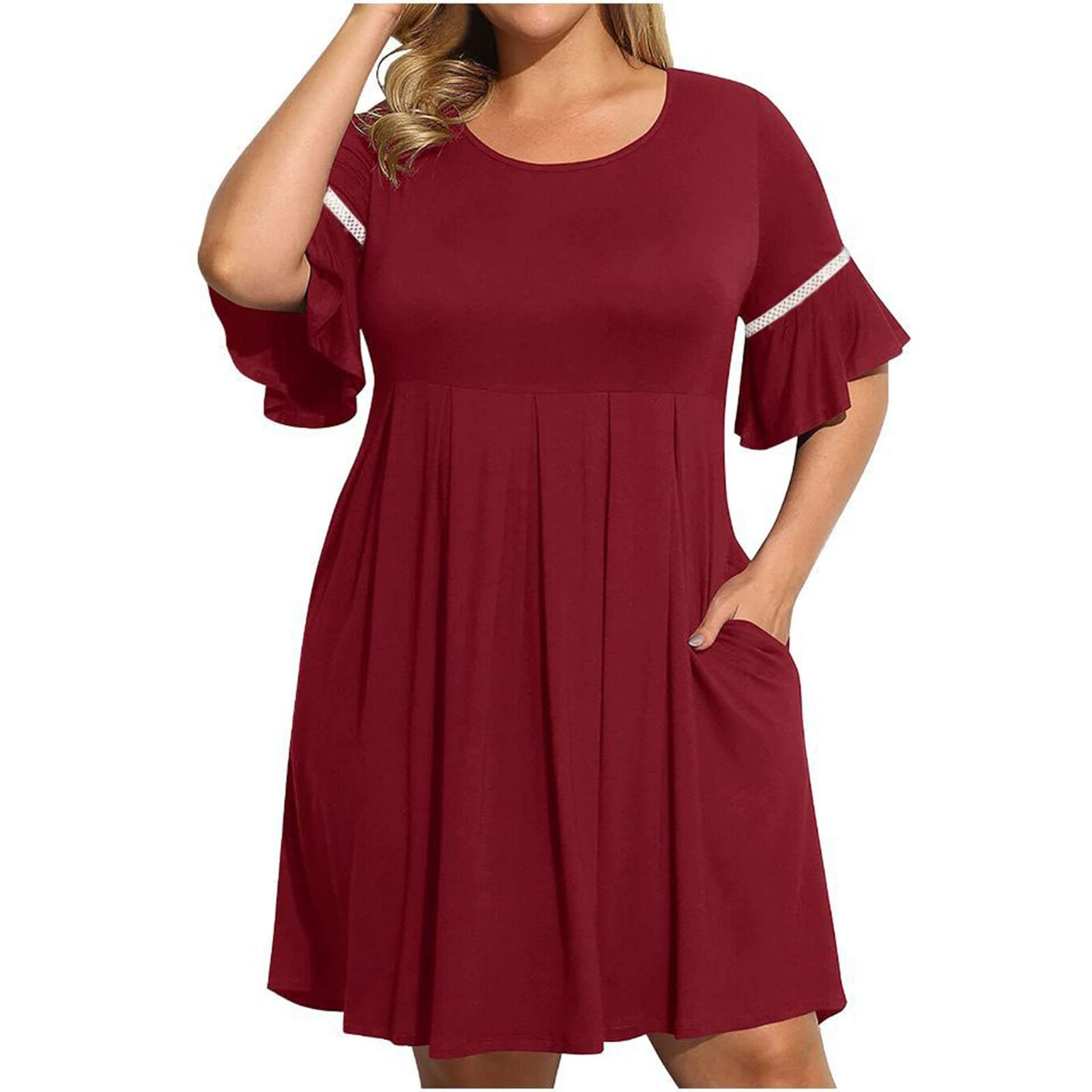 UOCUFY Women's Summer Dresses 2023 - Trendy Casual Short Sleeve T-Shirt Dress for Beach, Vacation & Outdoor Activities | Lightweight Sun Dress for Summer Fashion