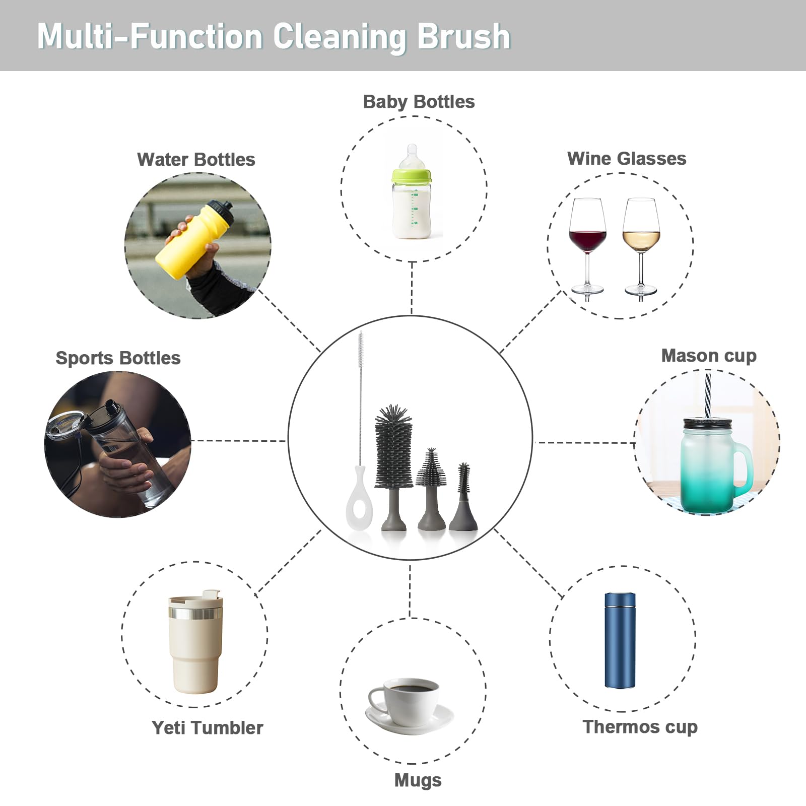 Electric Baby Bottle Brush Cleaner Set - Rechargeable Automatic Cleaning Kit with Silicone Brush, Nipple/Gap/Straw Cleaner for Baby Bottles, Water Bottles & Sippy Cups | Perfect for Newborns, Travel & Daily Use