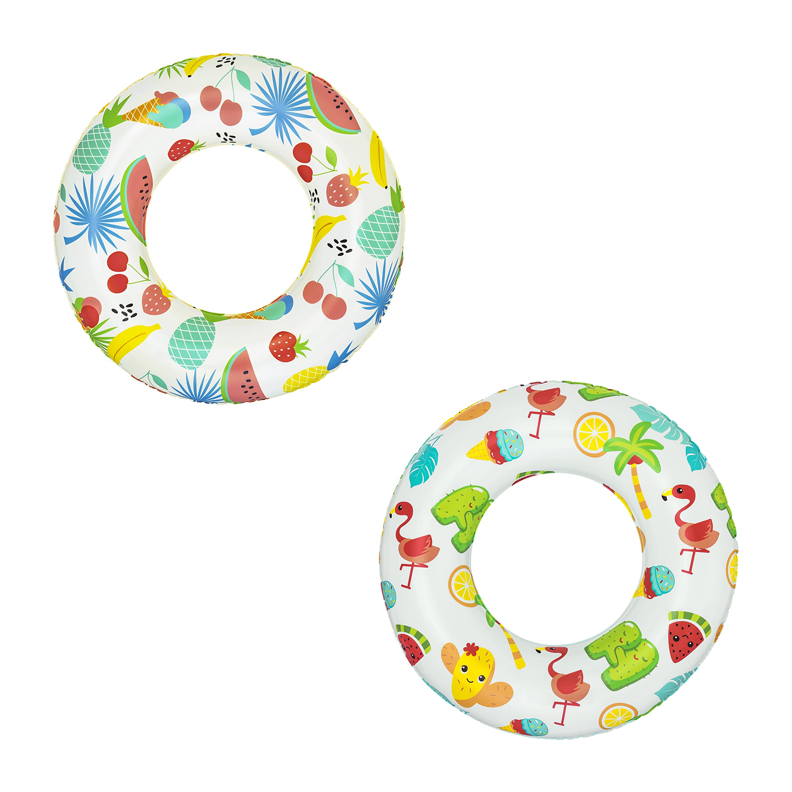 Bestway Inflatable Swimming Ring - Fruit World Design, 61 cm Diameter, Fun Pool Float for Kids & Adults, Perfect for Beach, Pool Parties & Summer Water Activities