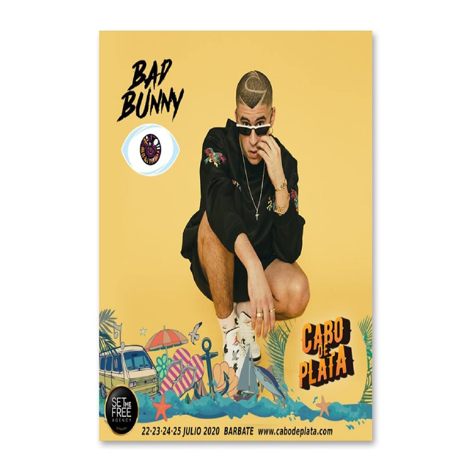 Bad Bunny Music Star Canvas Wall Art - 16x24 Inch (40x60cm) Modern Decorative Painting for Living Room & Bedroom - Perfect for Music Lovers & Pop Culture Decor
