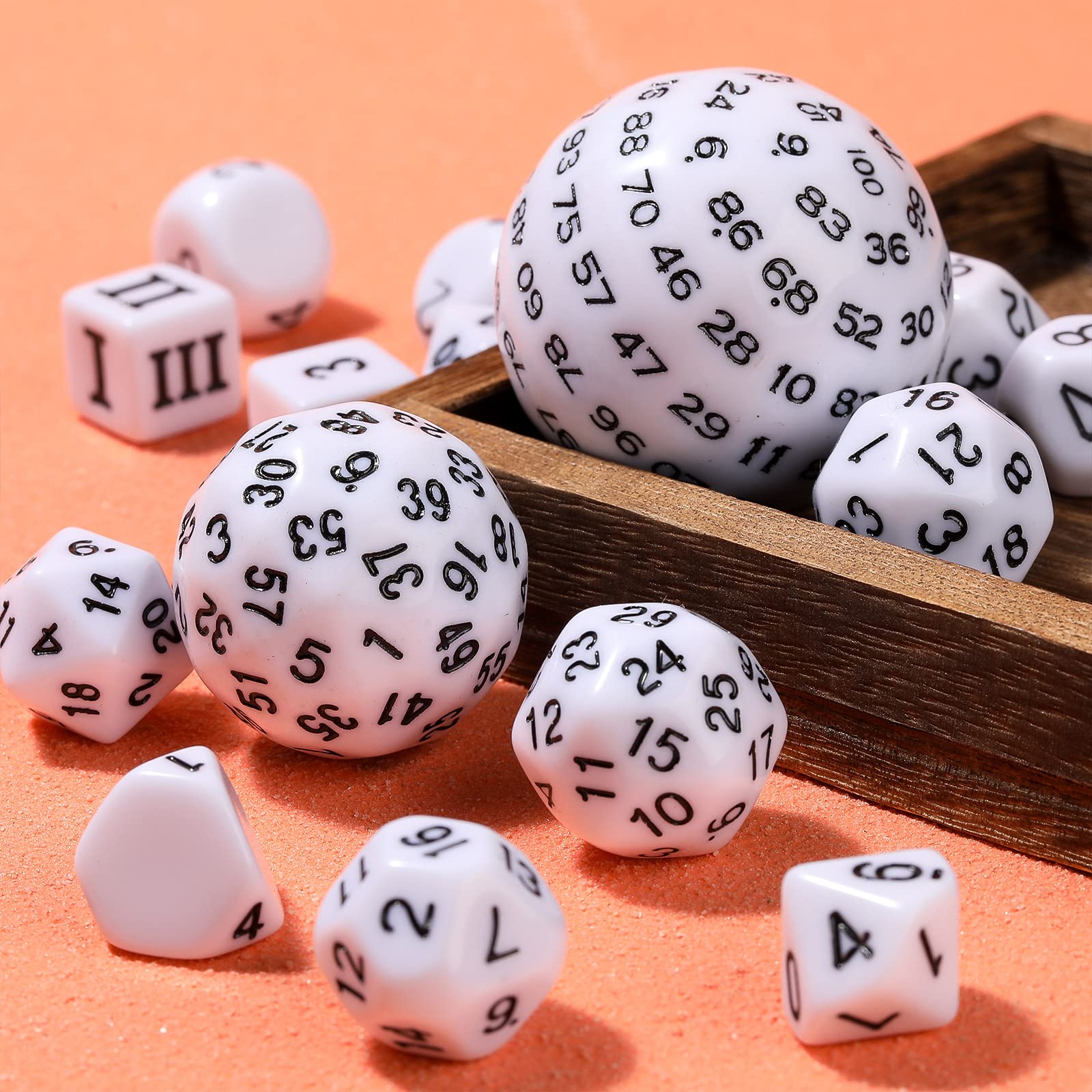 15-Piece Complete Polyhedral Dice Set D3-D100 | Opaque Black & White RPG Dice for Dungeons & Dragons, Pathfinder | Perfect for Tabletop Gaming, Role-Playing Parties & Board Game Nights