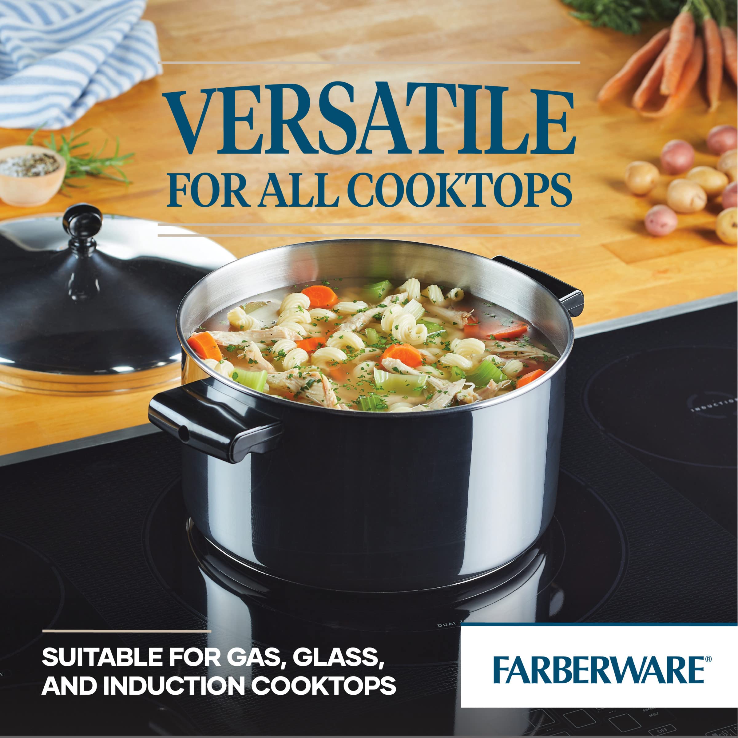 Farberware Classic 6-Quart Stainless Steel Stockpot with Lid - Silver Cookware for Soups, Stews, Pasta & Boiling - Durable Kitchen Pot for Home Cooking & Professional Use