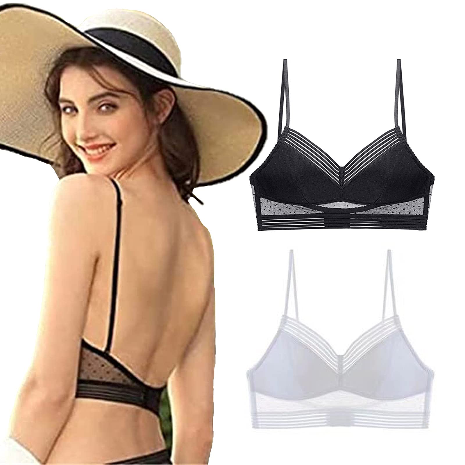 Wireless Lace Bra for Women - Low Back Push Up Lace Bra with U-Back Design for Lifting Support | Perfect for Evening Wear, Date Nights & Special Occasions