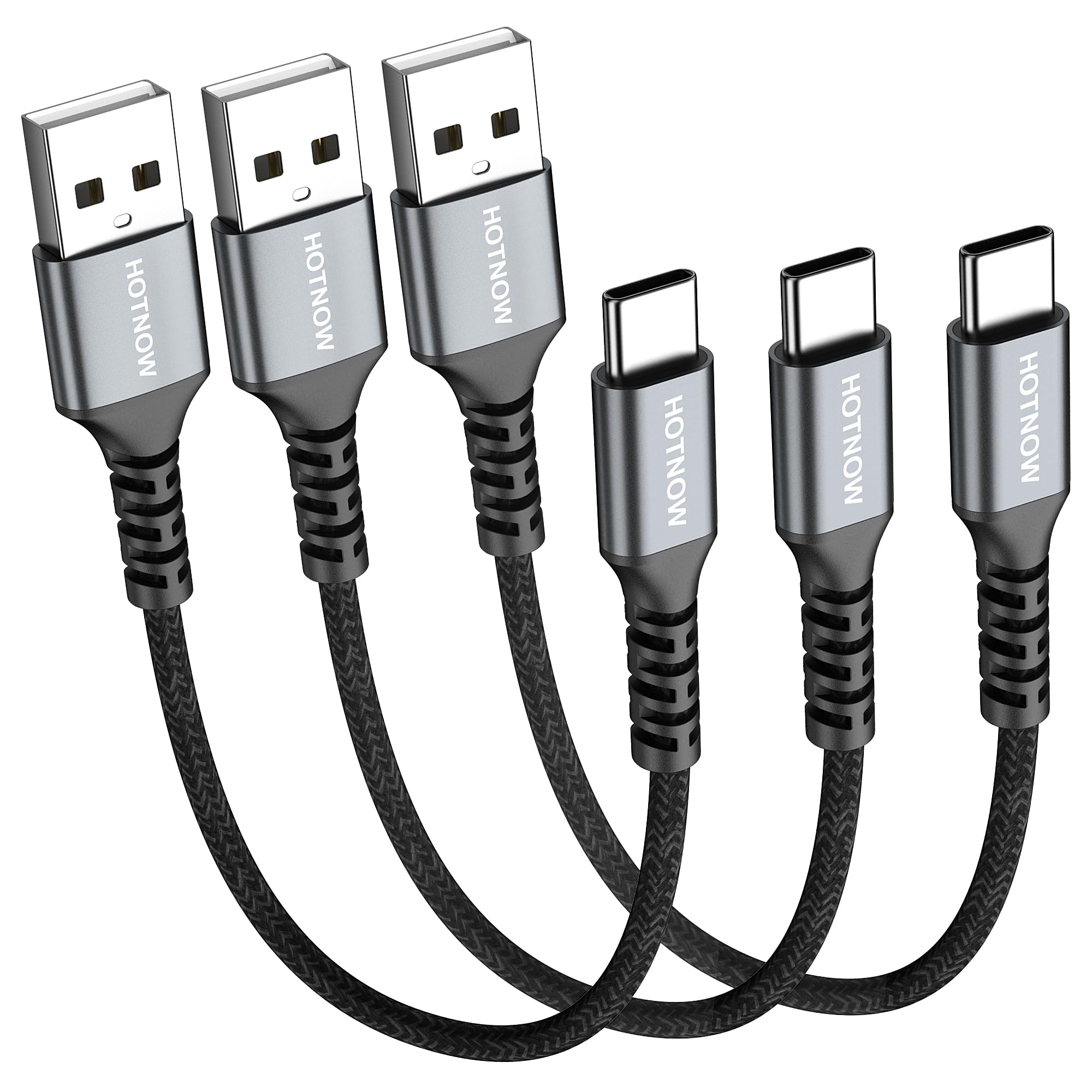 Fast Charging USB C Cable 3-Pack (0.3m/30cm) - Short USB Type C Charger Cord Compatible with Samsung Galaxy S10/S9/S8/Note 9/8, Power Banks & USB-C Devices - Perfect for Travel, Car, Office & Home Charging