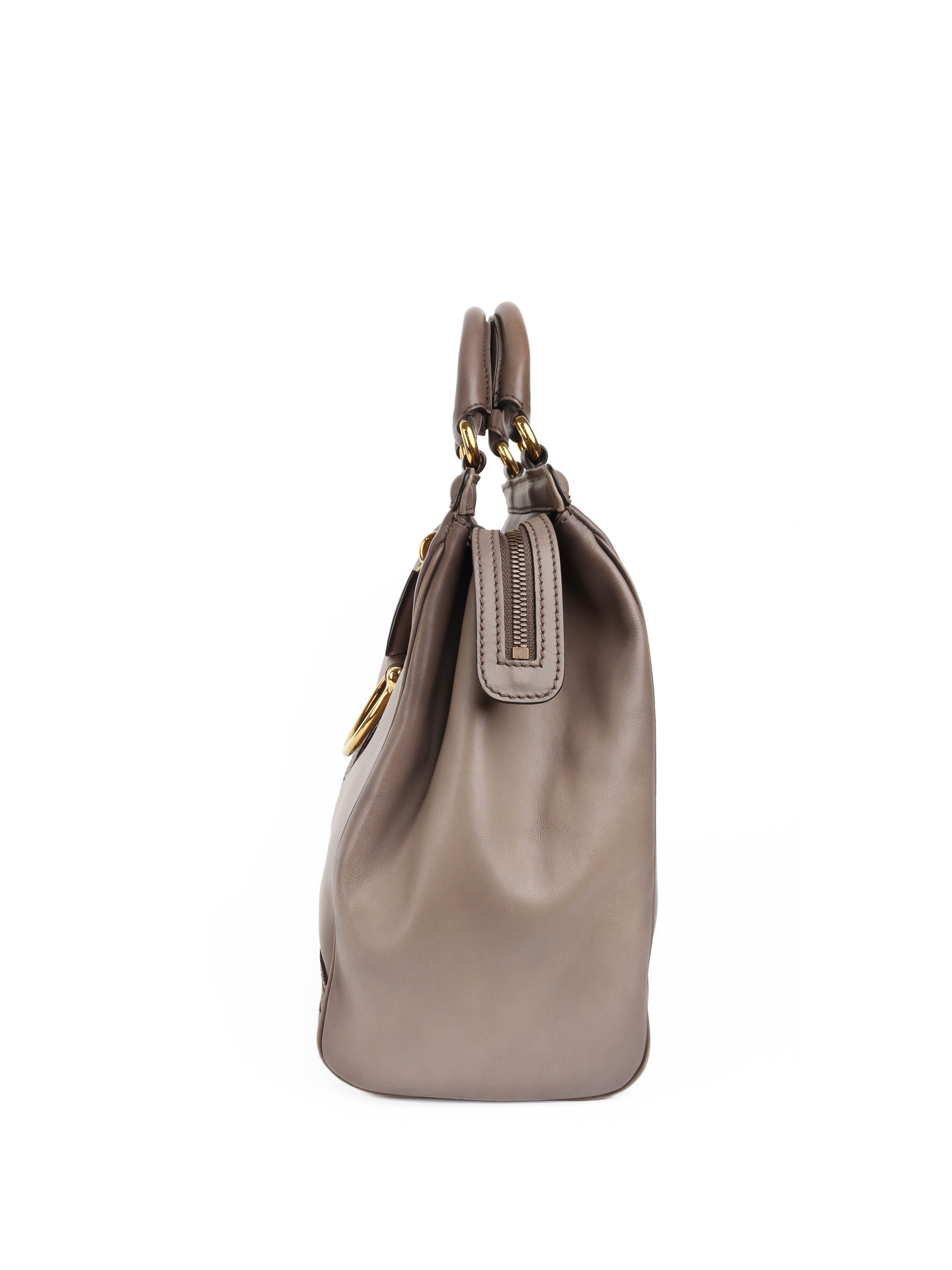 Gucci Taupe Duilio Brogue Tote Bag for Women - Luxury Leather Handbag with Shoulder Strap - Perfect for Work, Travel & Everyday Use