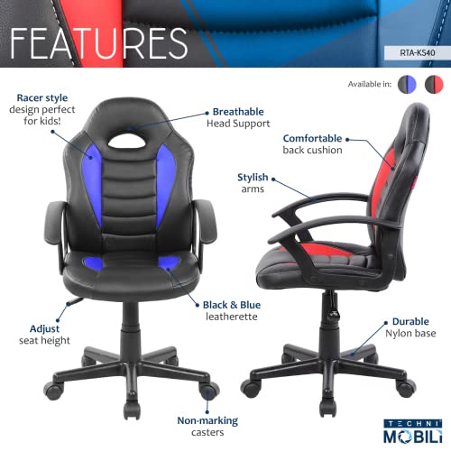 Ergonomic Gaming Chair for Office & Home - Adjustable Reclining Racing Style Computer Chair for Teens & Adults - Perfect for Gaming, Working, Studying in Bedroom or Workspace - Red