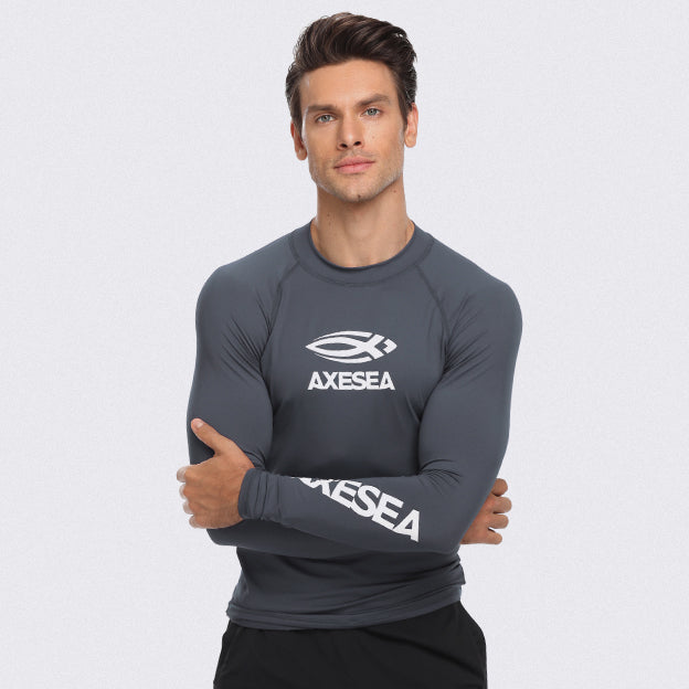Men's UPF 50+ Long Sleeve Rash Guard Shirt - Sun Protection Swimwear for Surfing, Swimming & Outdoor Activities