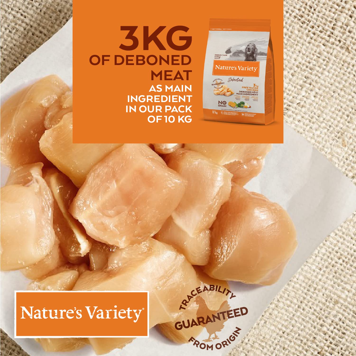 Nature's Variety Premium Complete Dry Dog Food with Free-Range Chicken for Medium & Large Breeds - 10kg Bag | High-Protein Nutrition for Active Adult Dogs at Home or Outdoor Adventures