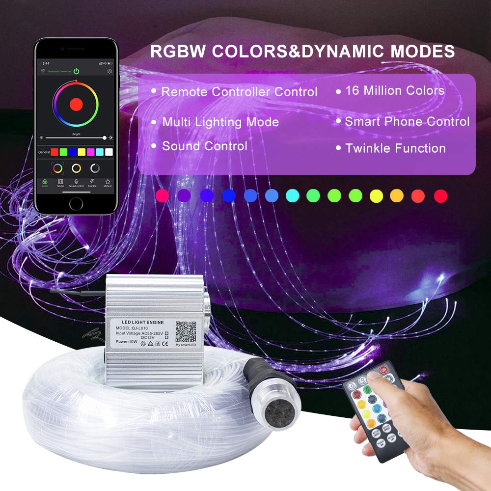 Callsky 10W Fiber Optic Sensory Lights for Autism Rooms - APP Controlled, Twinkle & Sound Activated LED Curtain Lights with Durable (3x0.75mm) Sparkle Cables (50x2m) + Remote - Perfect for Sensory Therapy, Kids Bedrooms & Relaxation Spaces