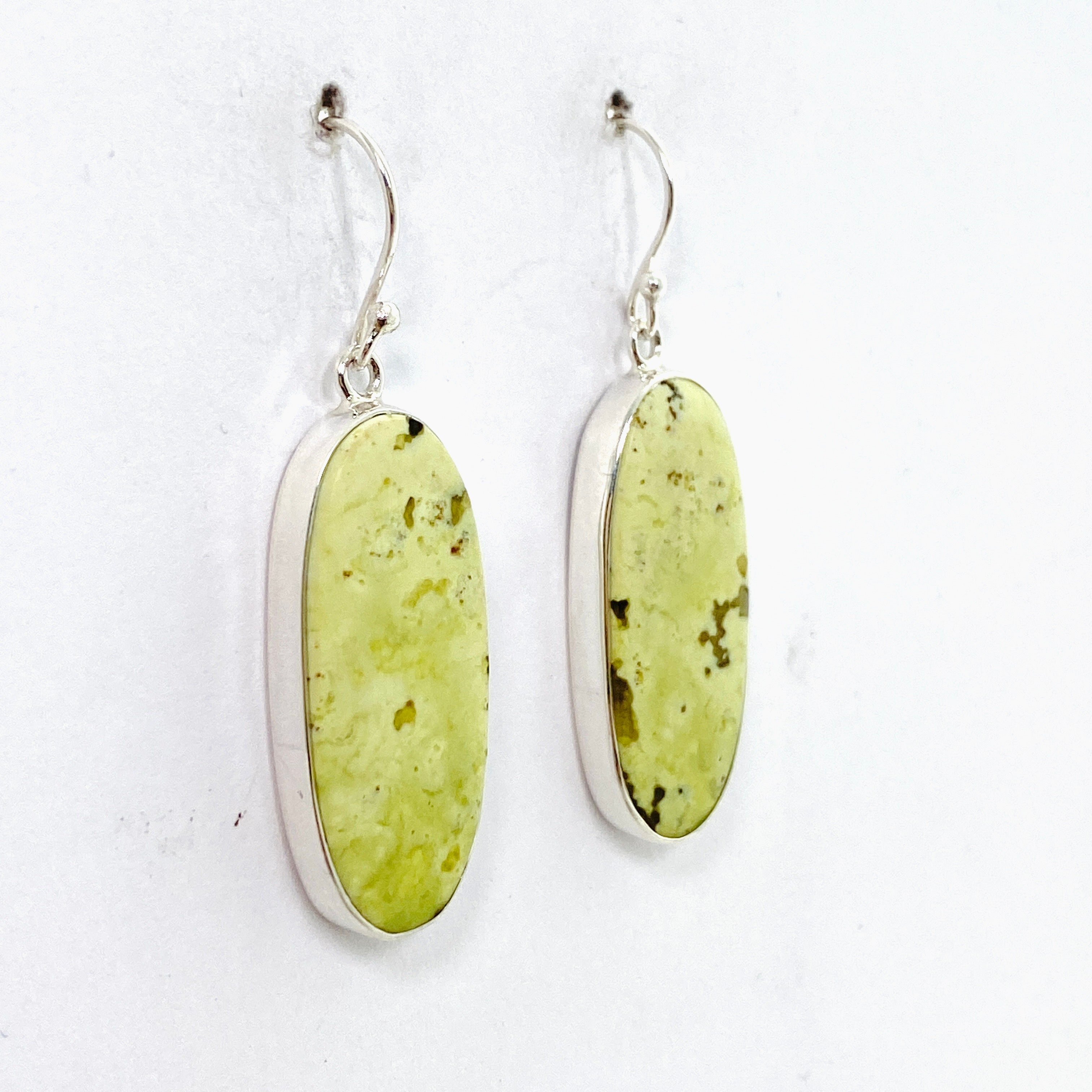 Natural Green Opal Oval Cabochon Earrings for Women - Handmade Sterling Silver Dangle Earrings - Elegant Jewelry Gift for Birthday, Anniversary & Special Occasions