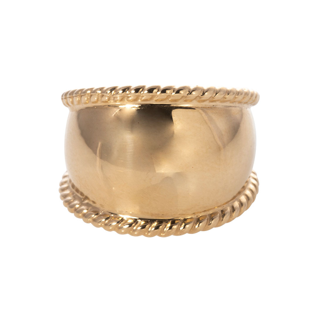 14K Yellow Gold Twisted Rope Edge Cigar Band Ring for Men - Vintage Style Wedding Band, Anniversary Gift, Unique Handmade Jewelry - Perfect for Special Occasions & Everyday Wear