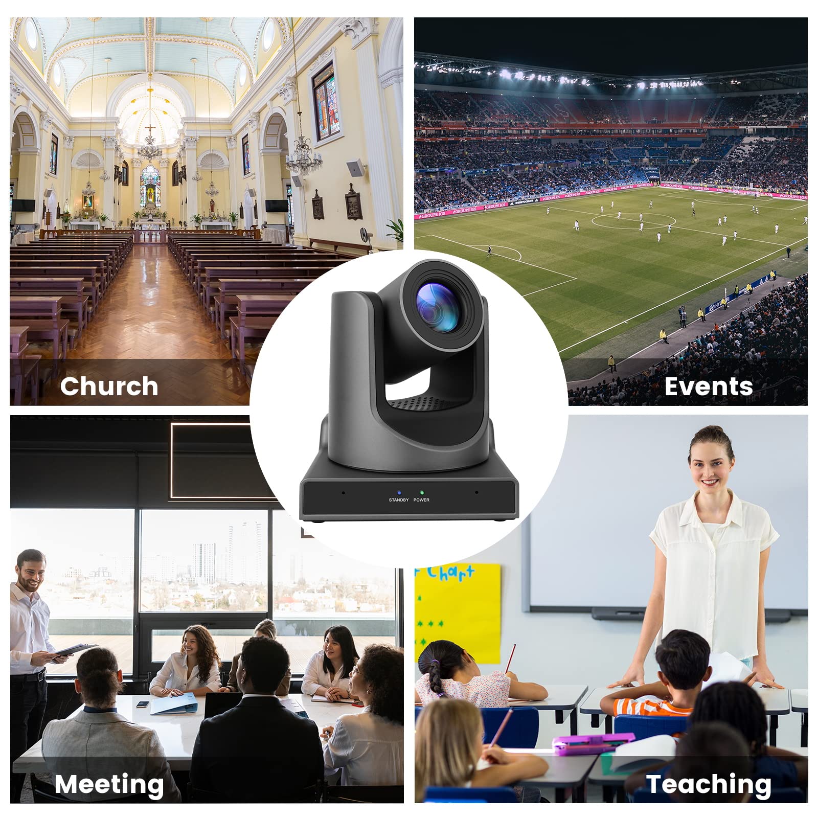 4K PTZ Camera with 20X Optical Zoom - SDI & IP Live Streaming, POE, 3G-SDI/USB Dual Output - Professional Video Conference Camera for Church, School, Studio & Live Events (Ideal for Worship Services, Online Classes & Webinars)
