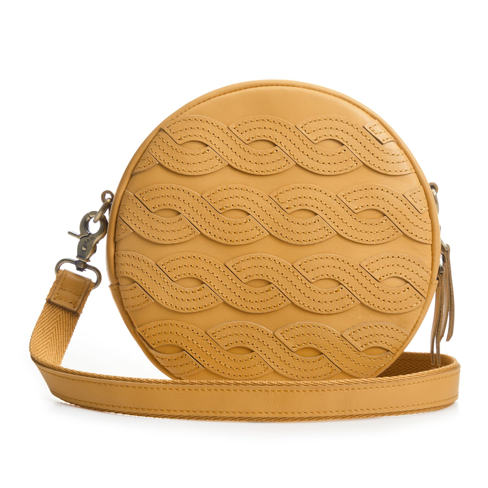 Trendy S-ZONE Women's Leather Crossbody Bag - Stylish Circle Shoulder Purse for Everyday Use, Work & Travel