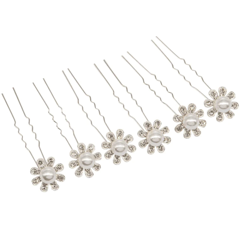 Elegant Crystal Flower Wedding Hair Pins - Bridal Hair Accessories for Bridesmaids, Prom & Special Occasions (Style 9764) | Perfect for Weddings, Parties & Formal Events