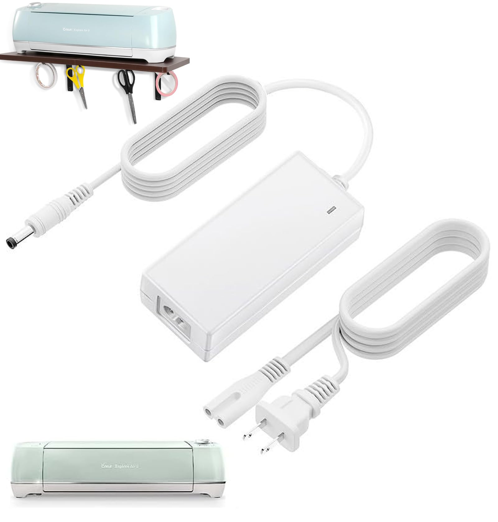 18V Power Cord Replacement for Cricut Maker & Explore Air 2 - Compatible with Cricut Explore One, Create & Mini Cake Machines - 3A DC Charger Accessory for DIY Crafting, Vinyl Cutting & Scrapbooking Projects