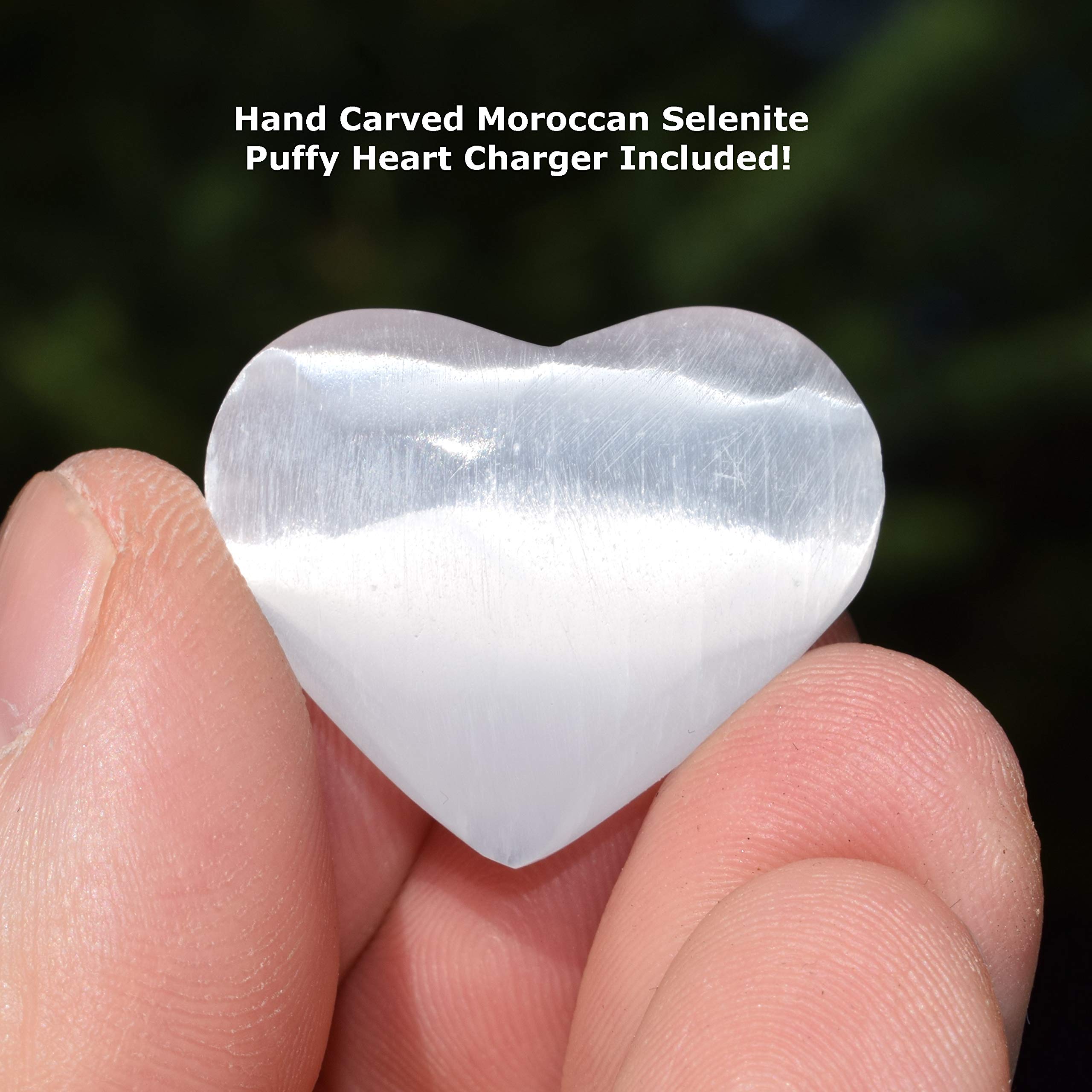 Zenergy Gems Charged Natural Himalayan Pink Salt Crystal Puffy Heart Pendant Necklace with 20