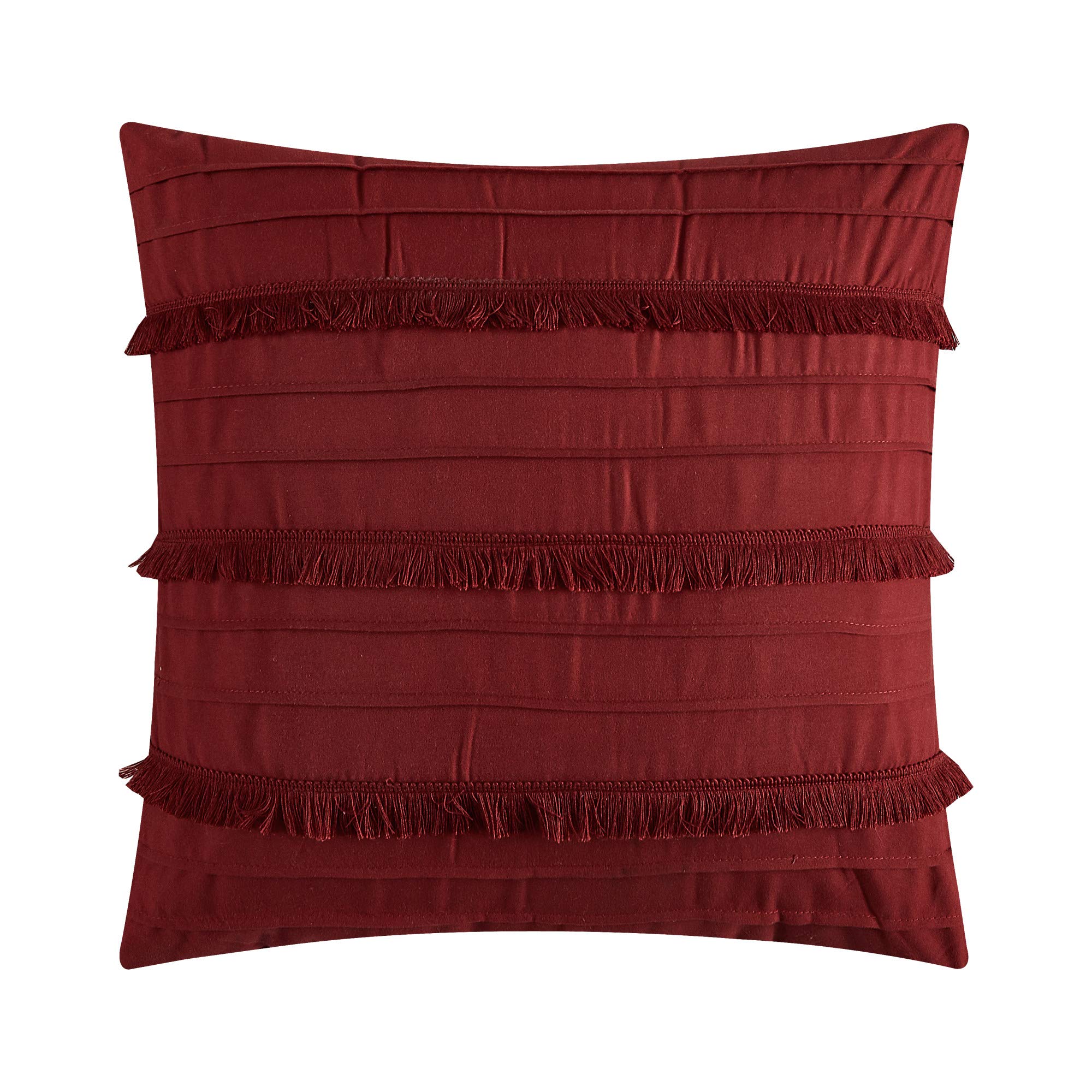 Chic Mayflower 5-Piece Queen Comforter Set with Embossed Medallion Scroll Design - Includes Decorative Pillows & Shams in Brick Red | Perfect for Master Bedroom, Guest Room & Cozy Home Decor