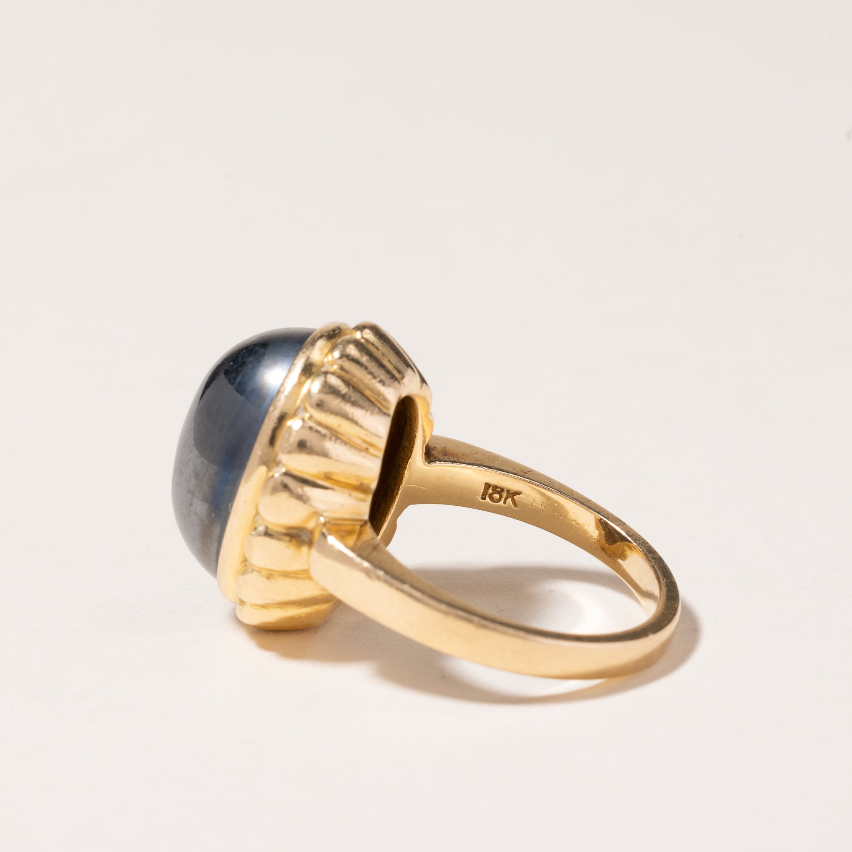 18K Yellow Gold Hematite Cocktail Ring - 20.67ct Oval Cut Gemstone Ring for Women - Size 6.25 - Elegant Statement Jewelry for Parties, Weddings & Special Occasions