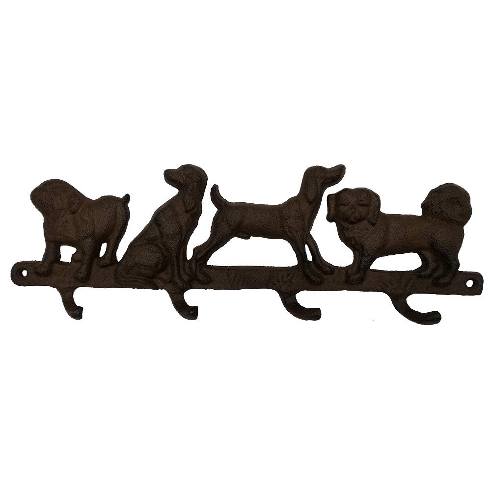 Vintage Cast Iron Dog Hook Rack - Wall Mounted Coat Rack for Keys, Hats, Jackets & Accessories - Decorative Antique Animal Design - Perfect for Entryway, Mudroom & Farmhouse Decor