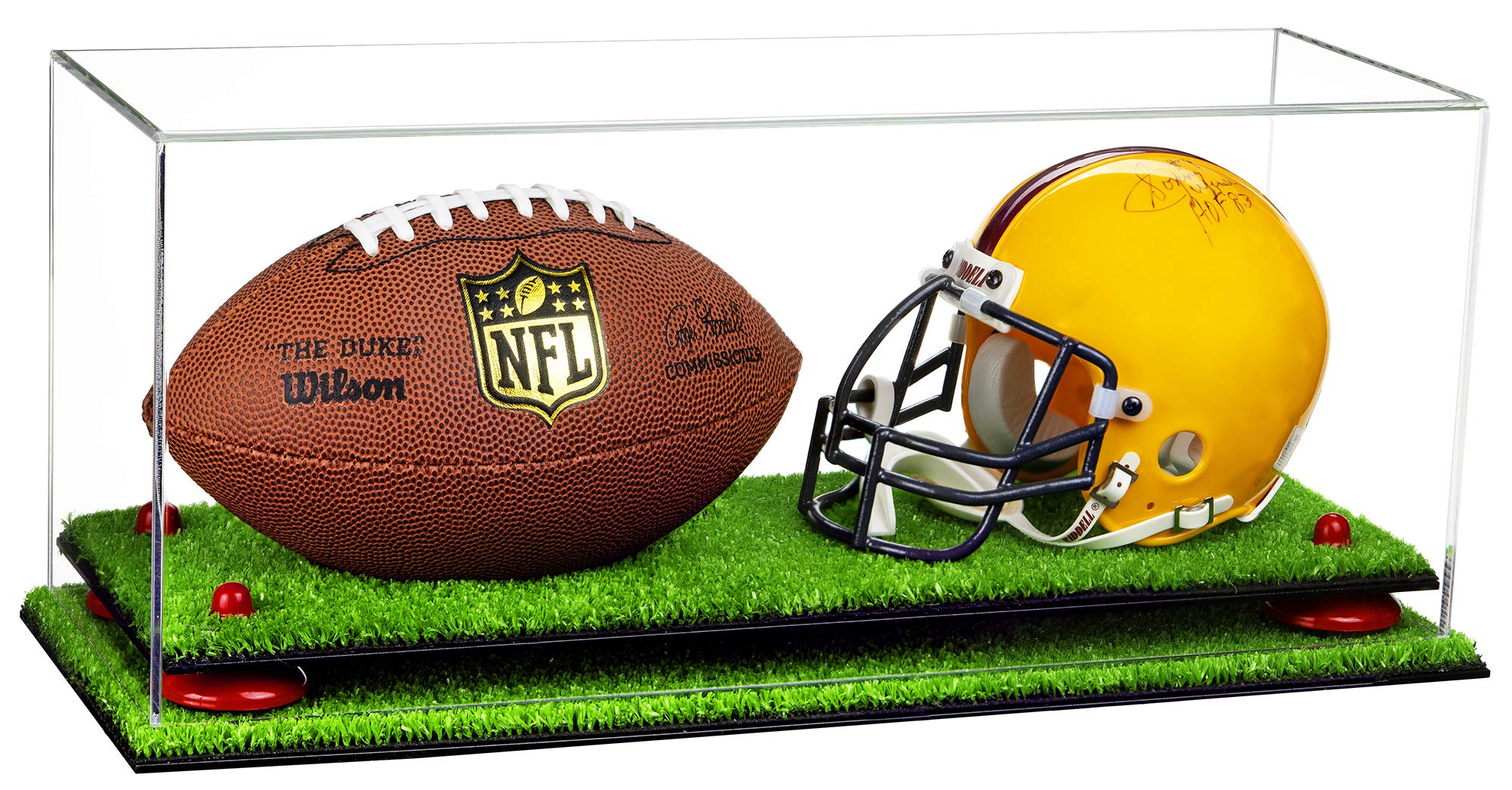 Mini Football Helmet Display Case - Acrylic Double Mini Helmet Holder for Collectibles & Memorabilia - Perfect for Sports Fans, Man Cave Decor, and Gift Ideas (A019)