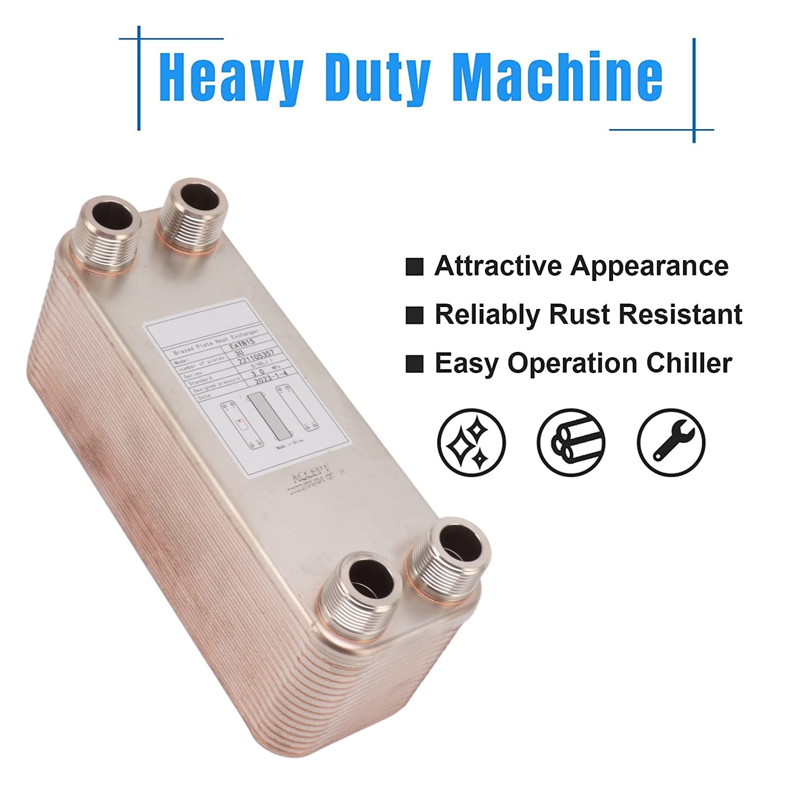 High-Efficiency Stainless Steel Beer Wort Chiller Cooler - Small Plate Water Chiller & Brazed Heat Exchanger for Home Brewing | Perfect for Craft Beer, Homebrew Kits & Wort Cooling Systems