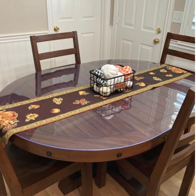 Custom-Cut Oval Clear PVC Vinyl Table Protector - 2mm Thick Scratch & Moisture Resistant Table Cover - 60x42 Inch Personalized Placemat for Dining Tables, Office Desks, and Countertops - Perfect for Home, Restaurant, and Event Use